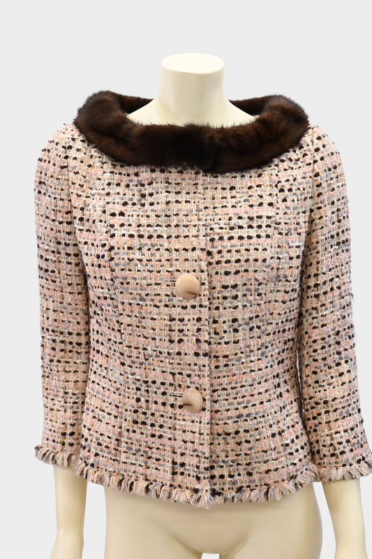 Dana Buchman Tweed Jacket with Mink Trim