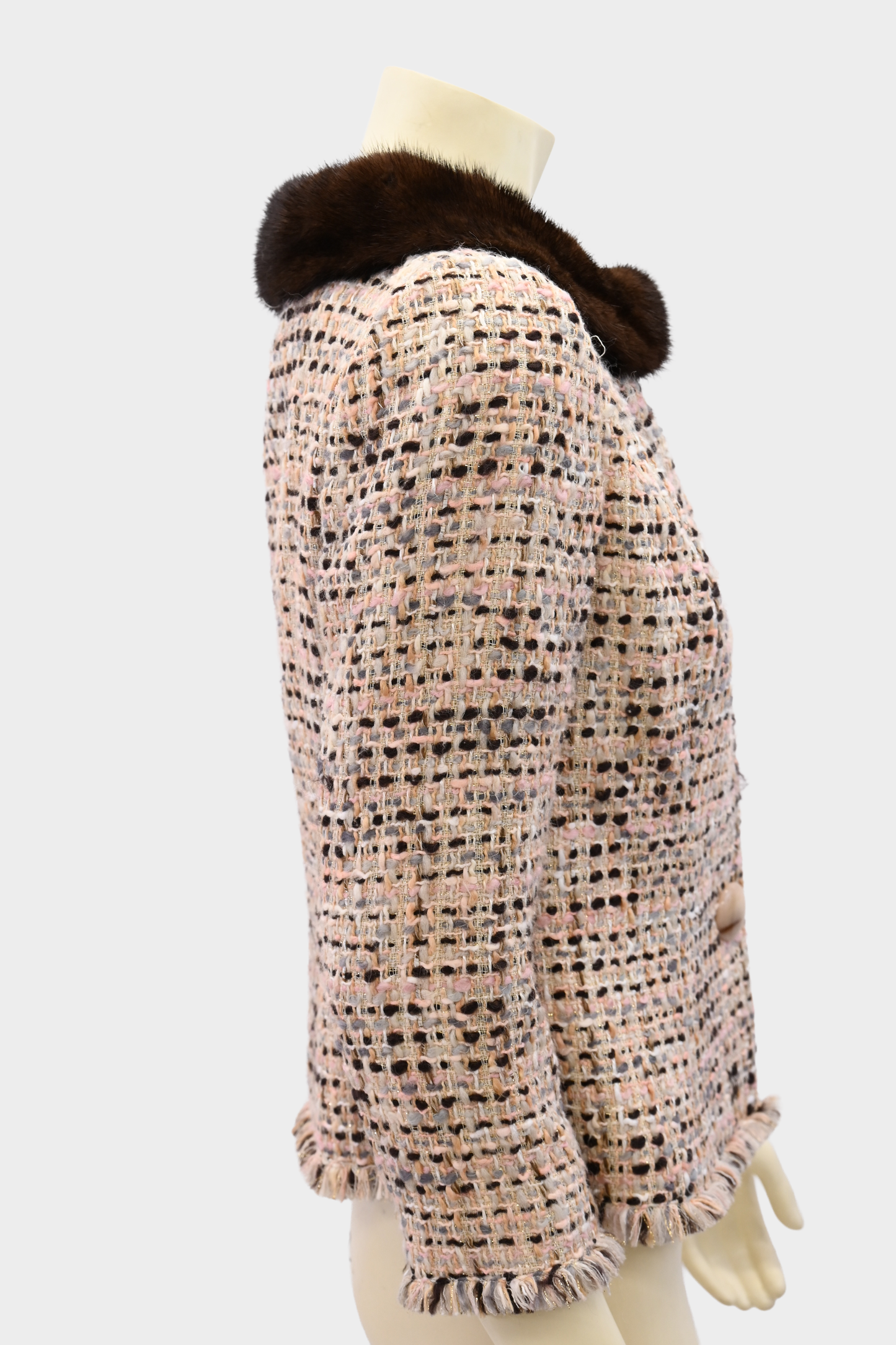 Dana Buchman Tweed Jacket with Mink Trim
