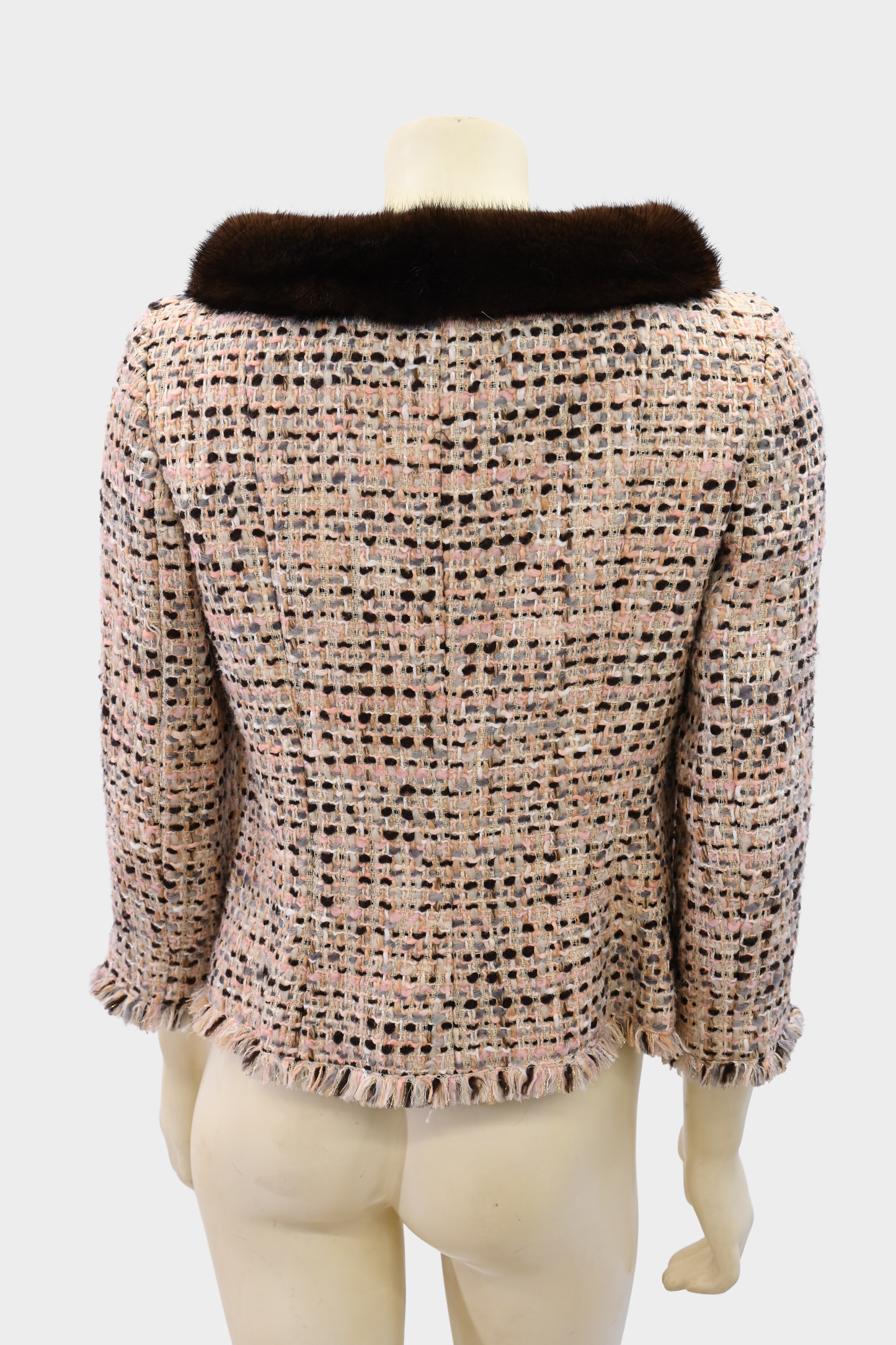 Dana Buchman Tweed Jacket with Mink Trim