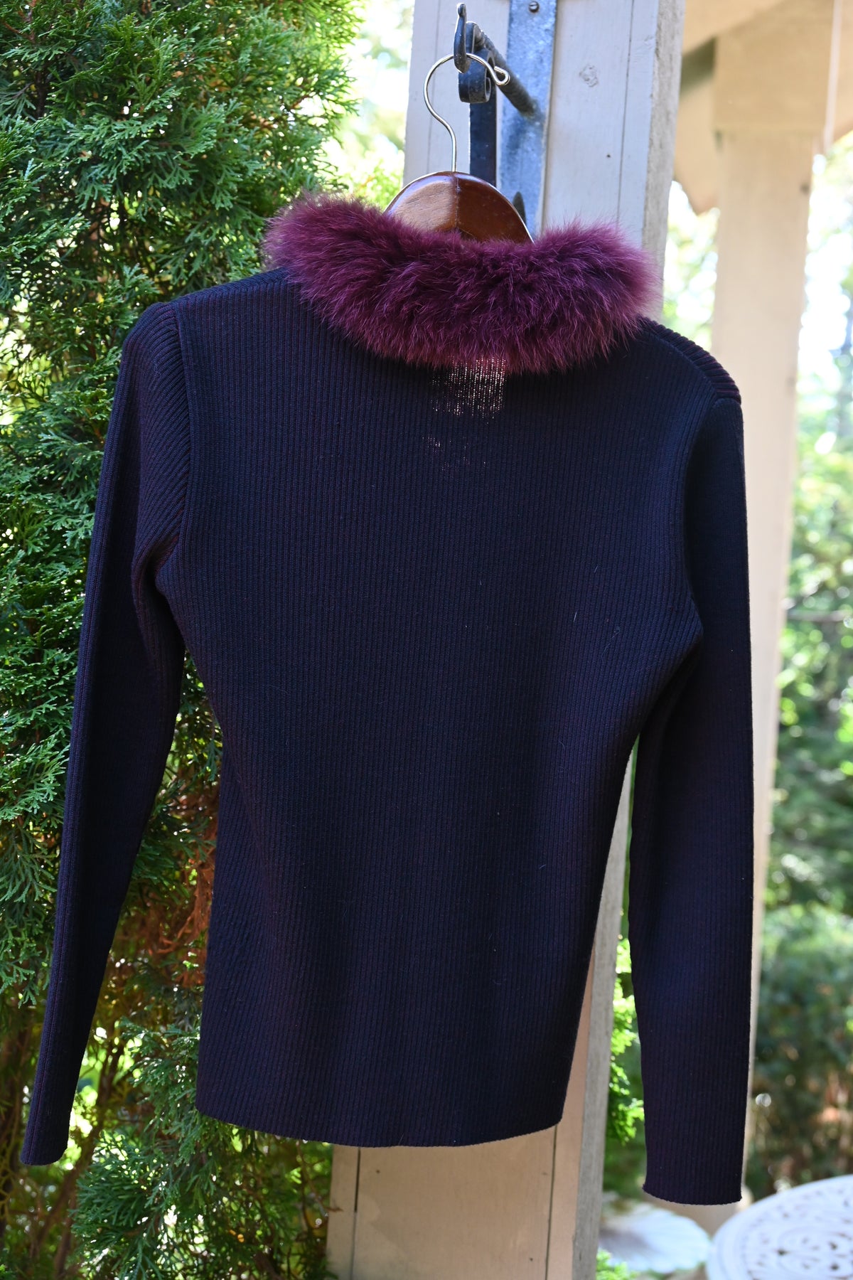 Vintage Saks Fifth Avenue Wool & Fox Fur Sweater