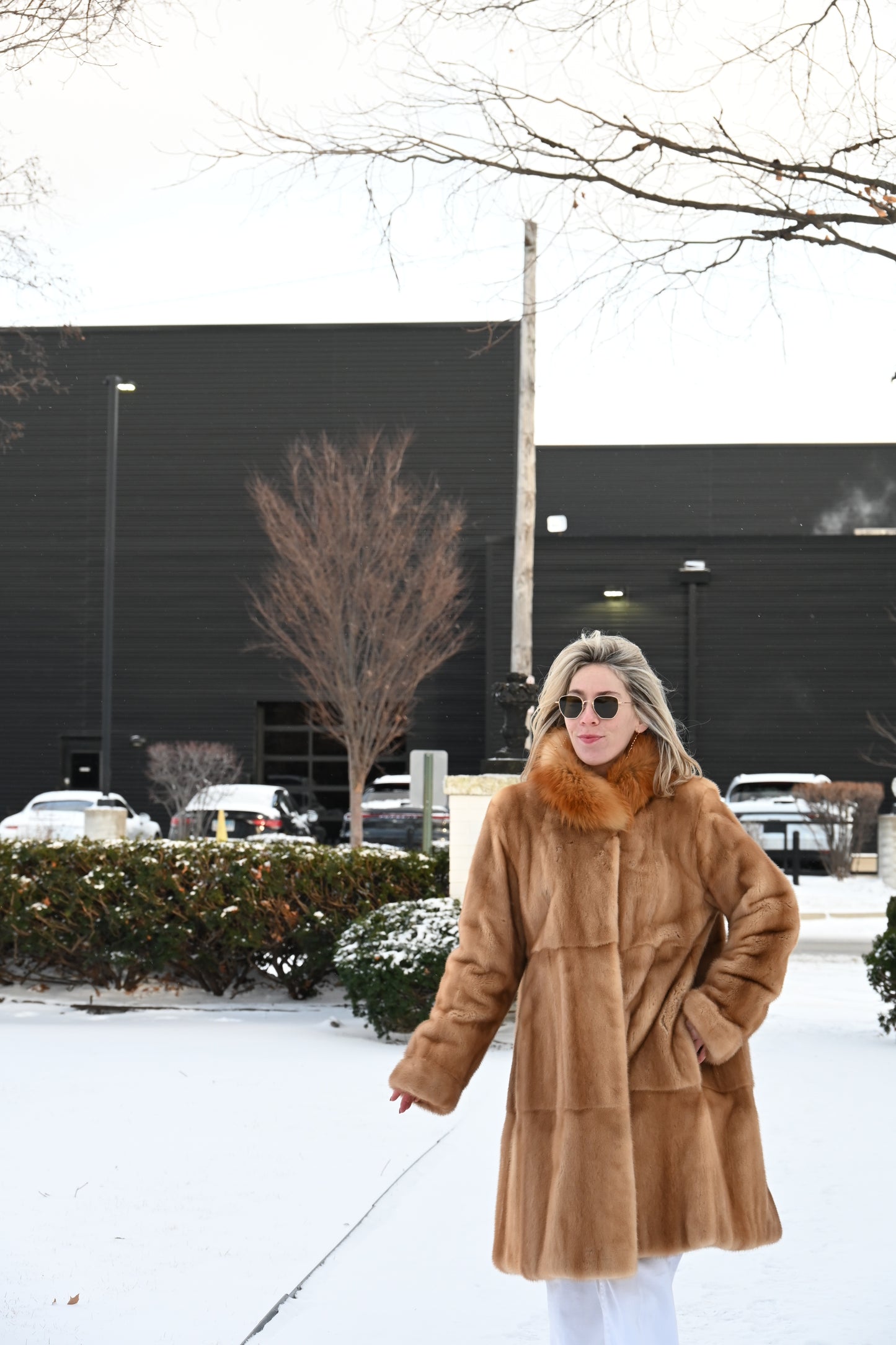 Whiskey Mink and Fox Fur Swing Coat