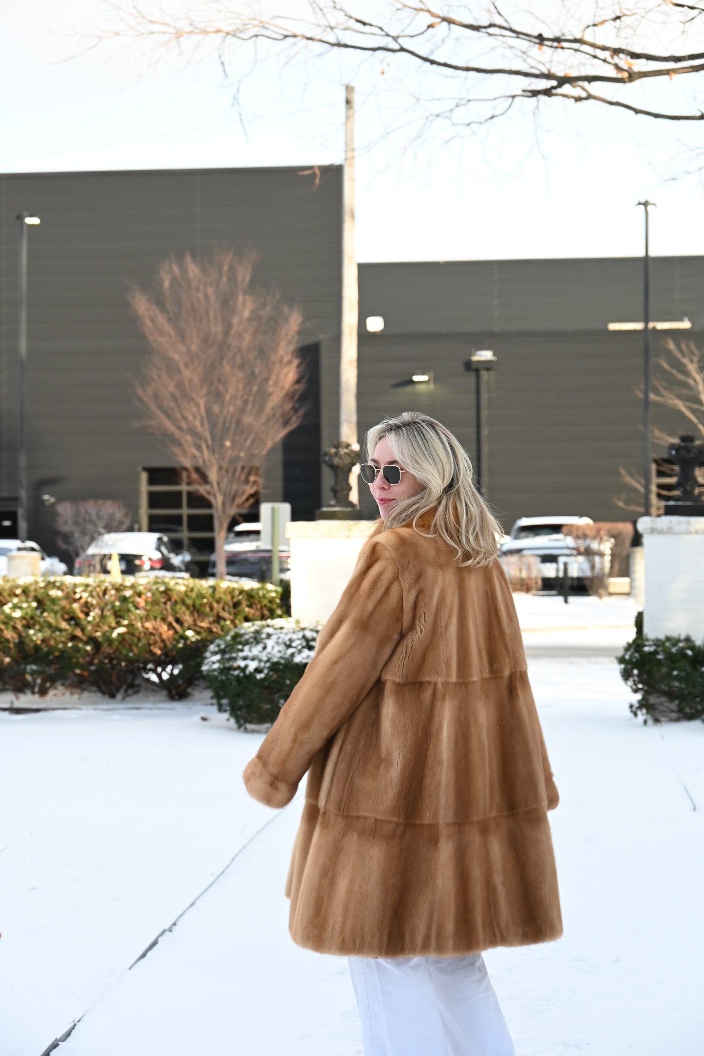 Whiskey Mink and Fox Fur Swing Coat