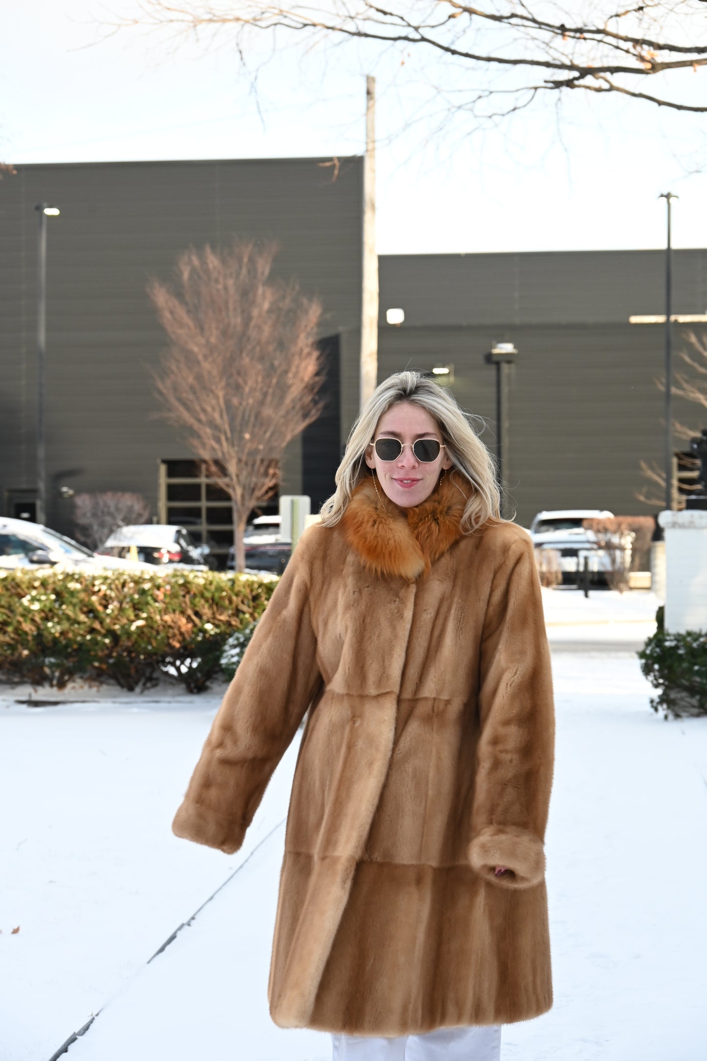 Whiskey Mink and Fox Fur Swing Coat