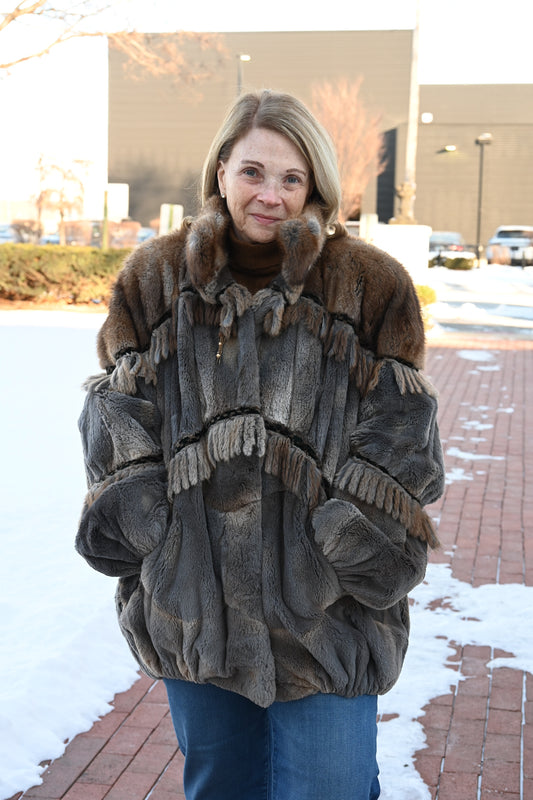 Sheared and Natural Muskrat Fur Jacket