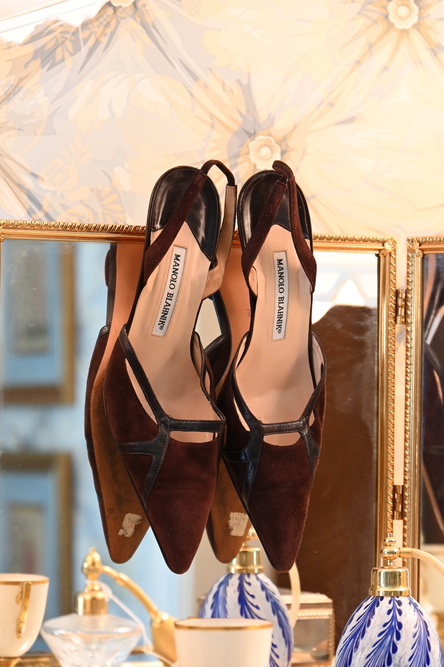 Manolo Blahnik Suede Slingback Heels