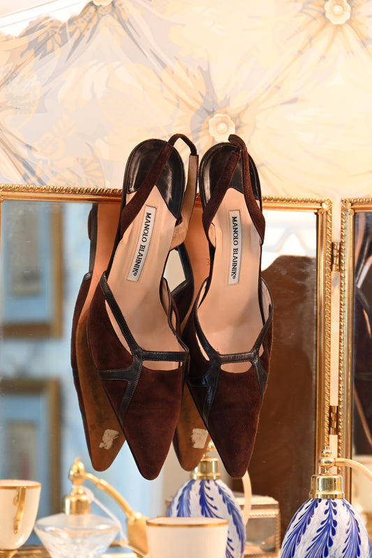 Manolo Blahnik Suede Slingback Heels