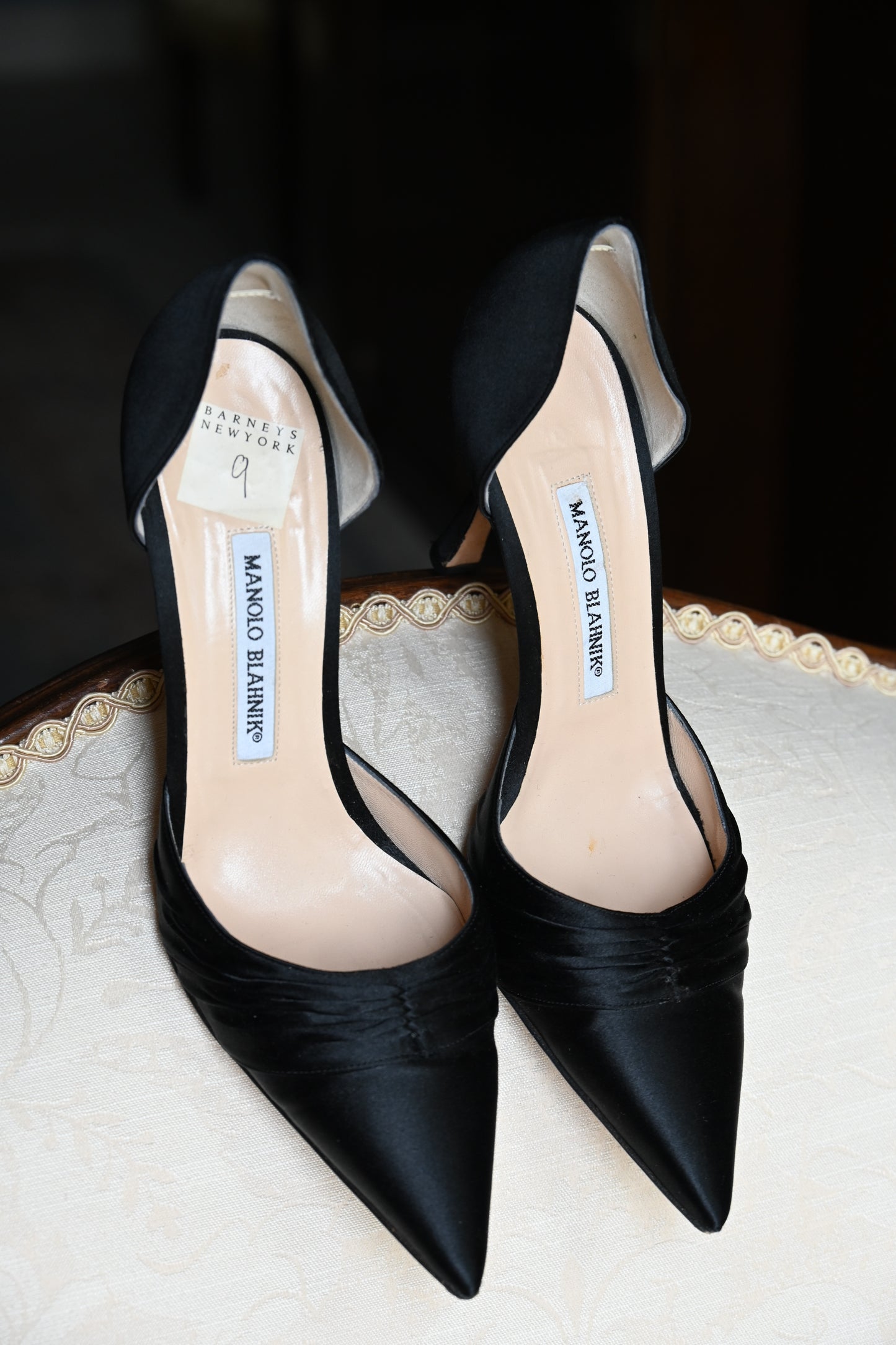 Manolo Blahnik Satin D'Orsay Pumps