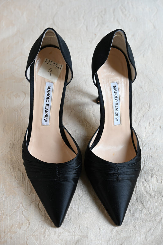 Manolo Blahnik Satin D'Orsay Pumps