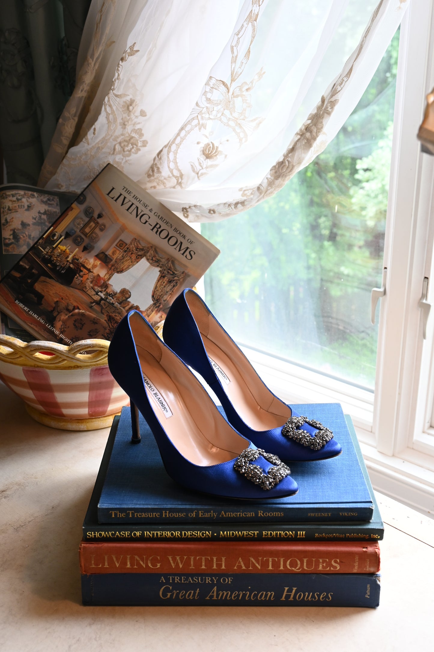 Manolo Blahnik Hangisi Crystal Buckle Pumps