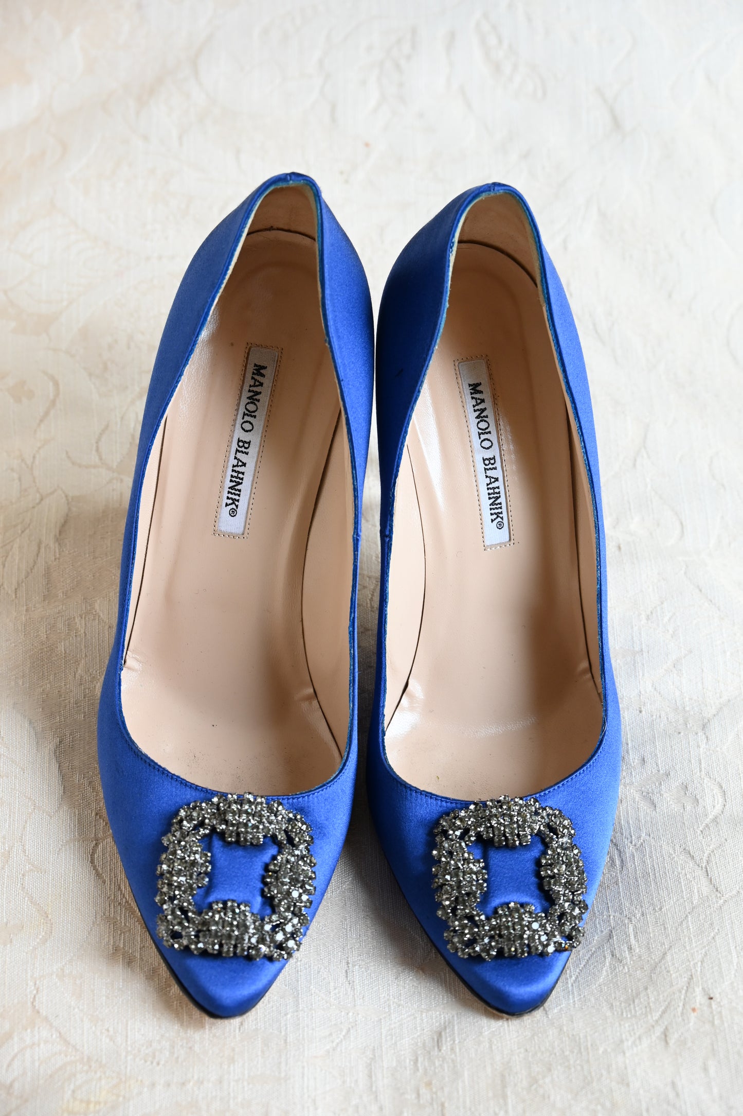 Manolo Blahnik Hangisi Crystal Buckle Pumps