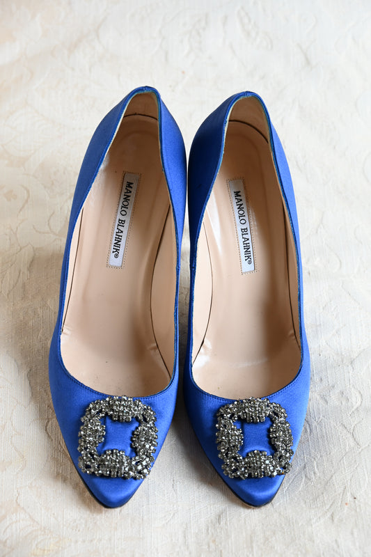 Manolo Blahnik Hangisi Crystal Buckle Pumps