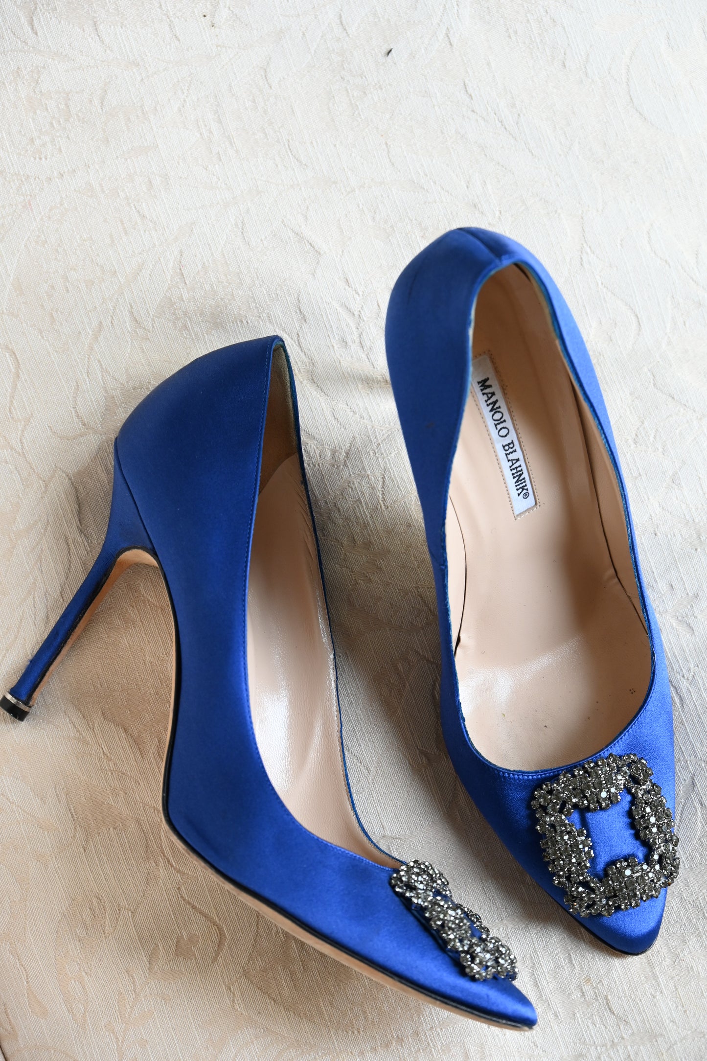 Manolo Blahnik Hangisi Crystal Buckle Pumps