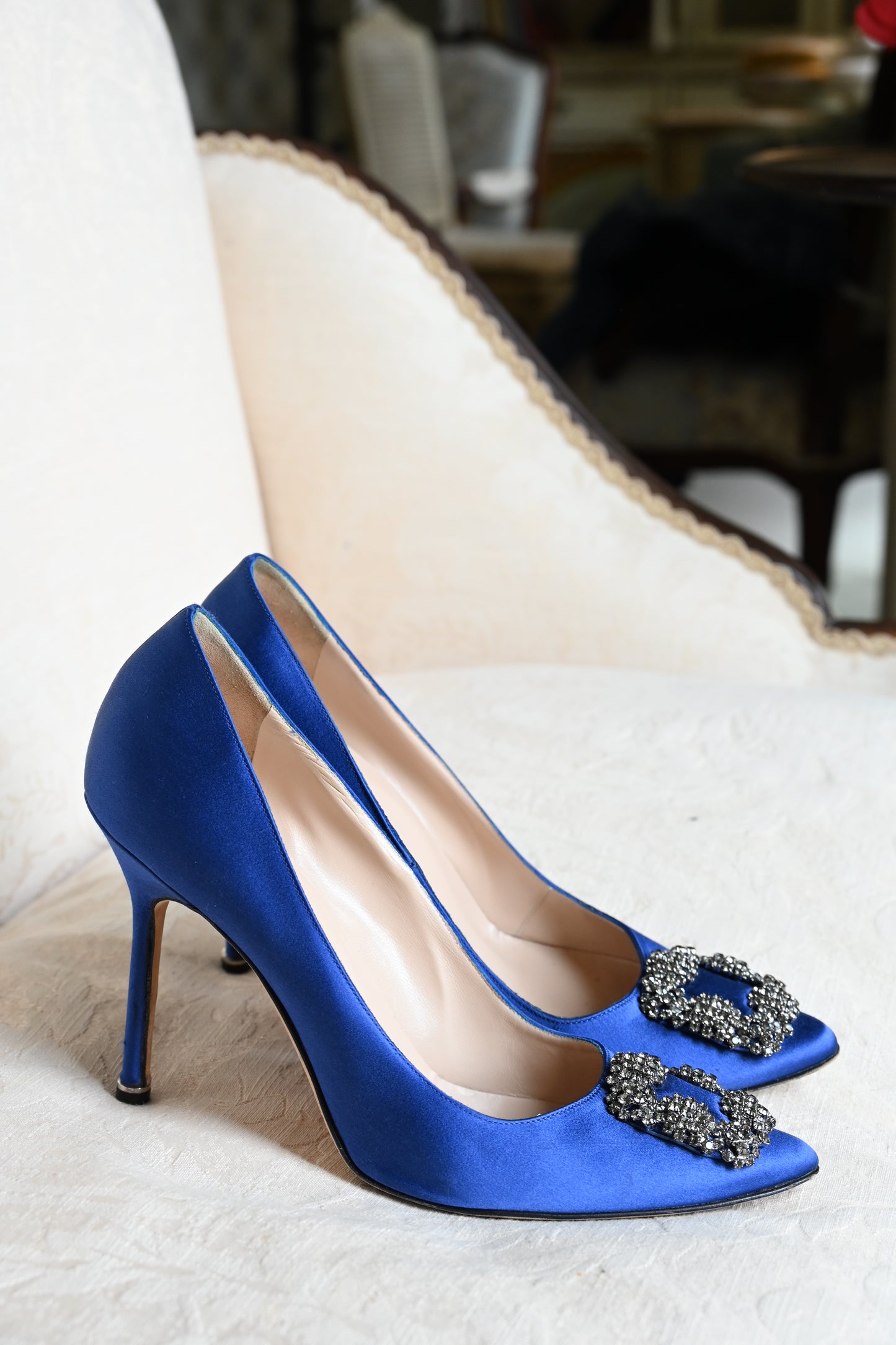 Manolo Blahnik Hangisi Crystal Buckle Pumps