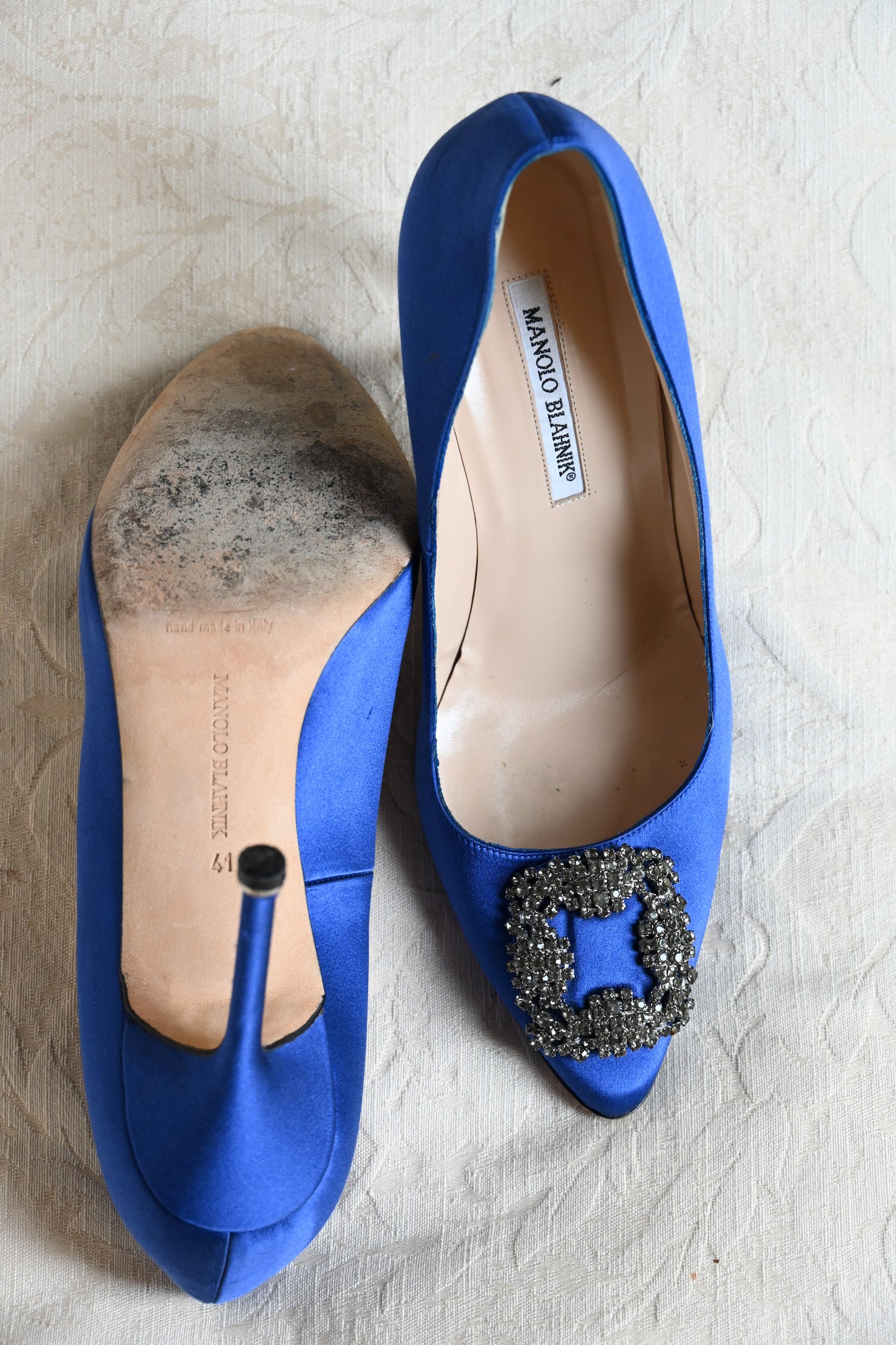 Manolo Blahnik Hangisi Crystal Buckle Pumps