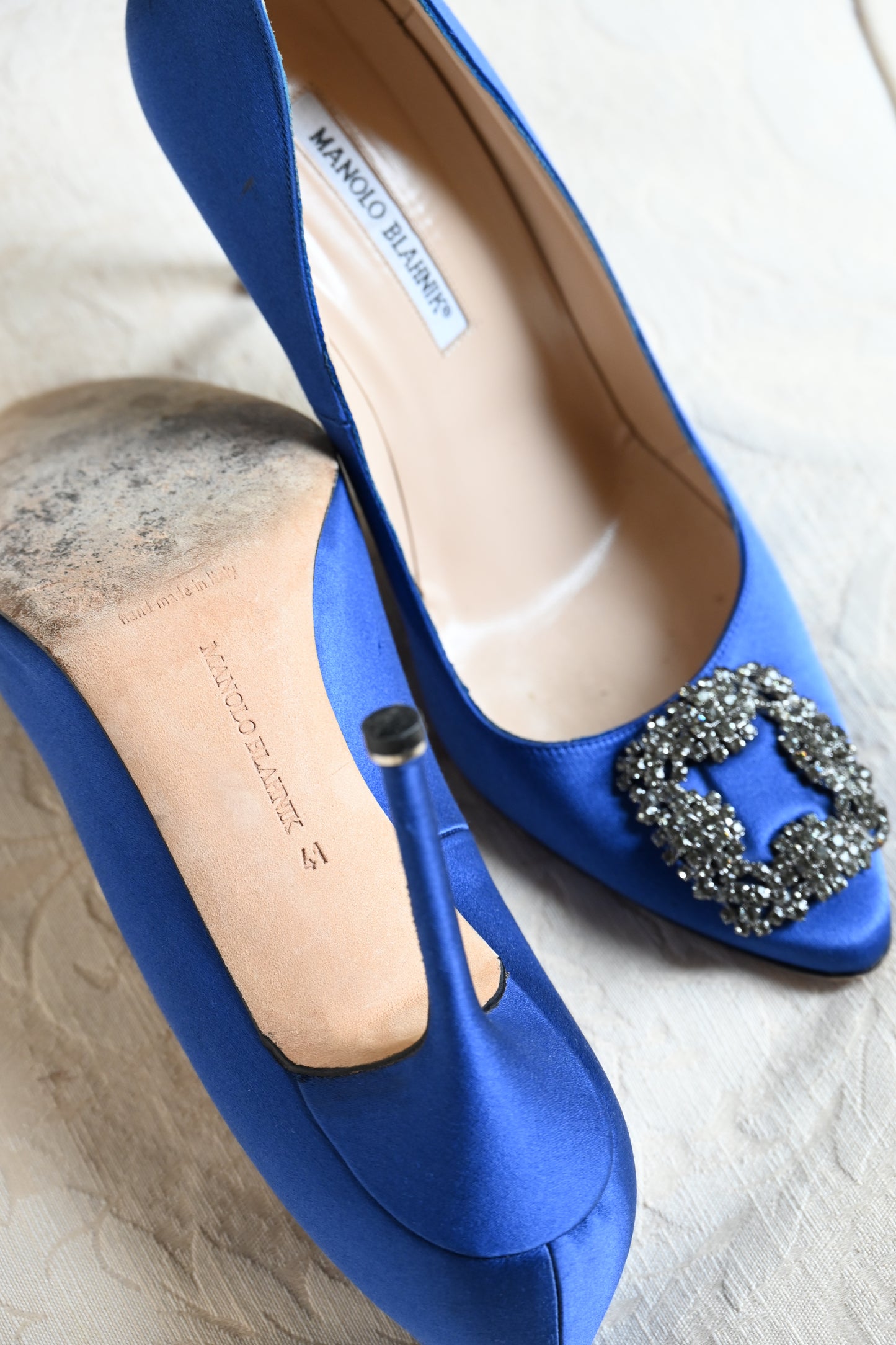 Manolo Blahnik Hangisi Crystal Buckle Pumps