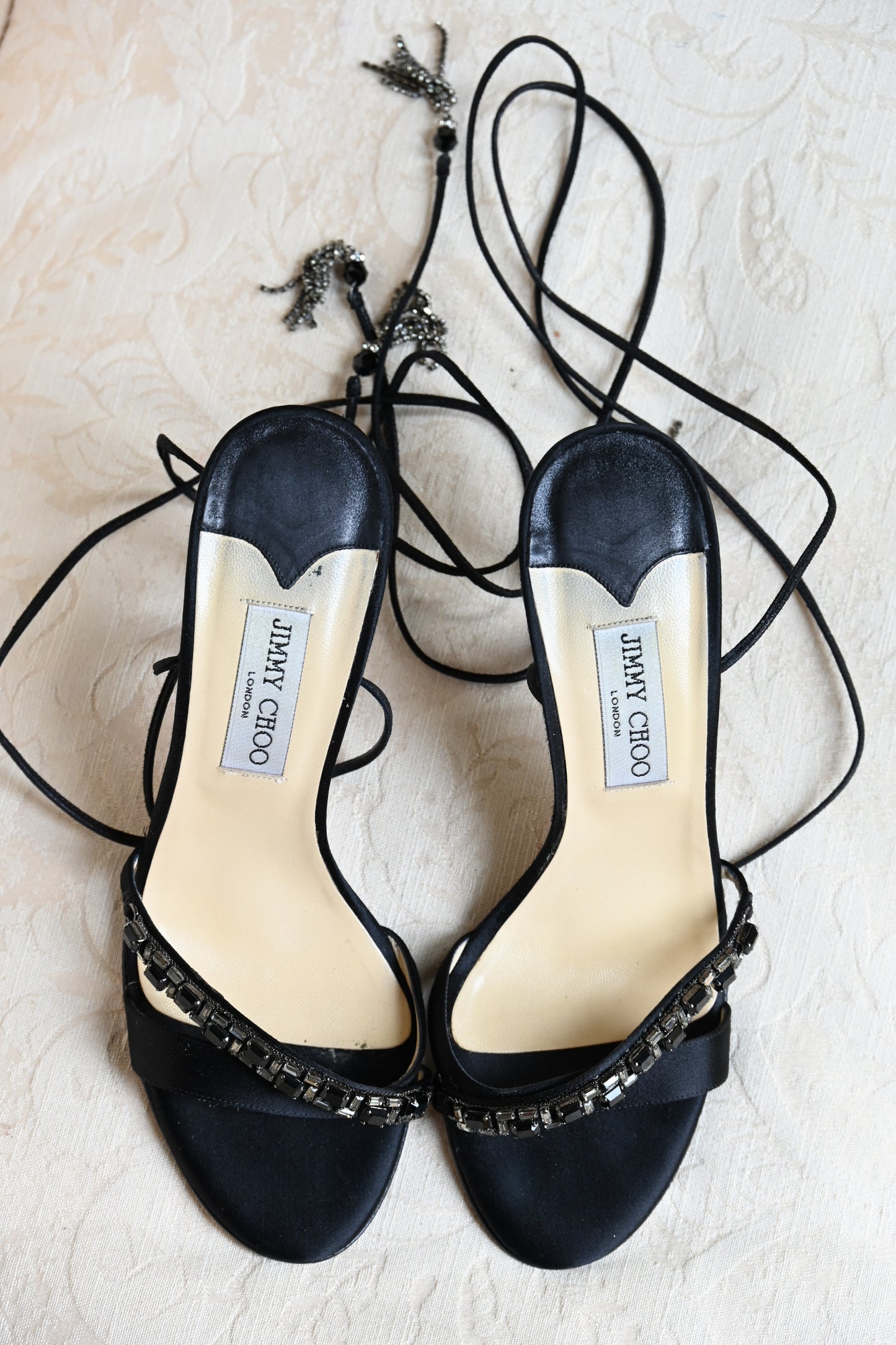 Jimmy Choo Satin Sandal Lace Up Heels