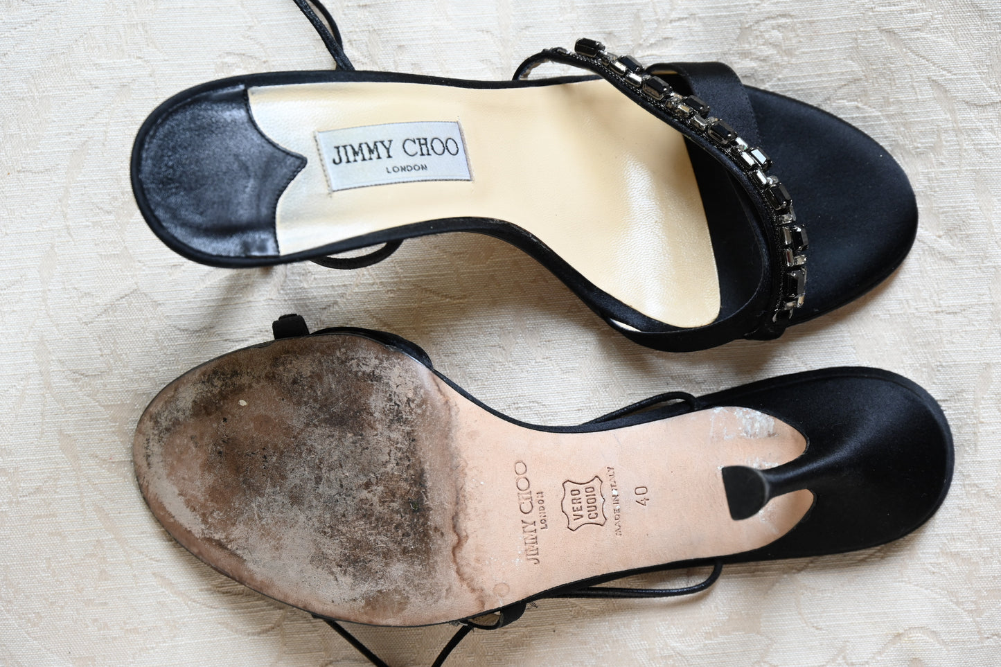Jimmy Choo Satin Sandal Lace Up Heels