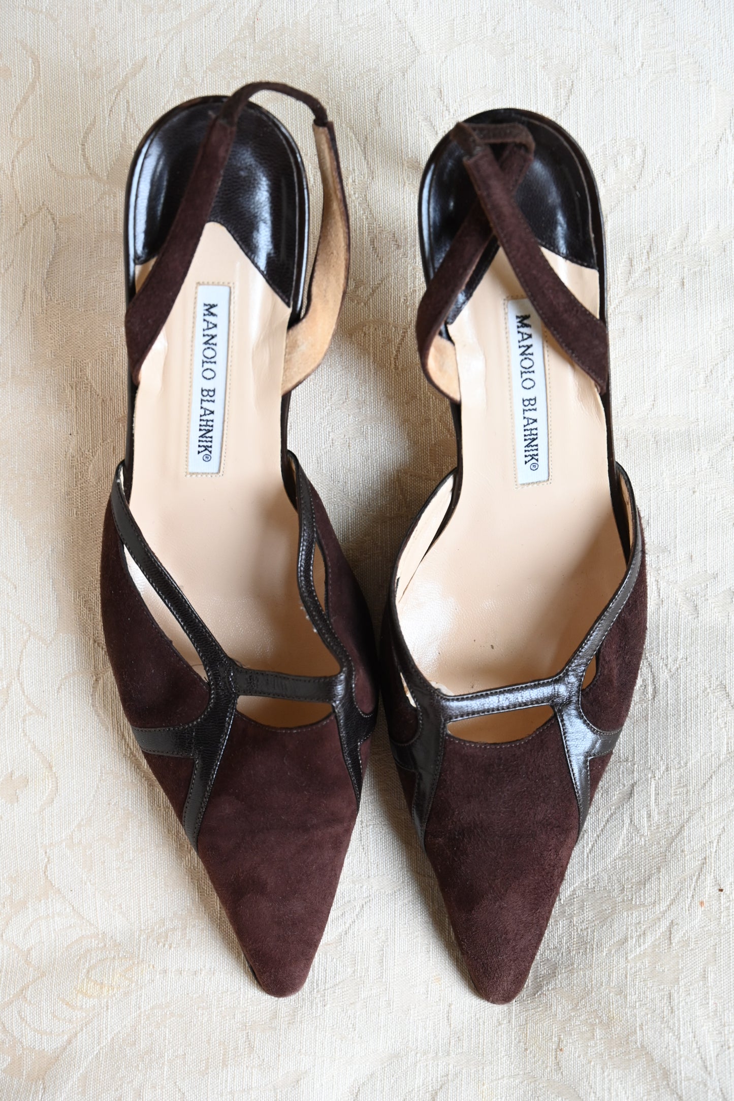Manolo Blahnik Suede Slingback Heels