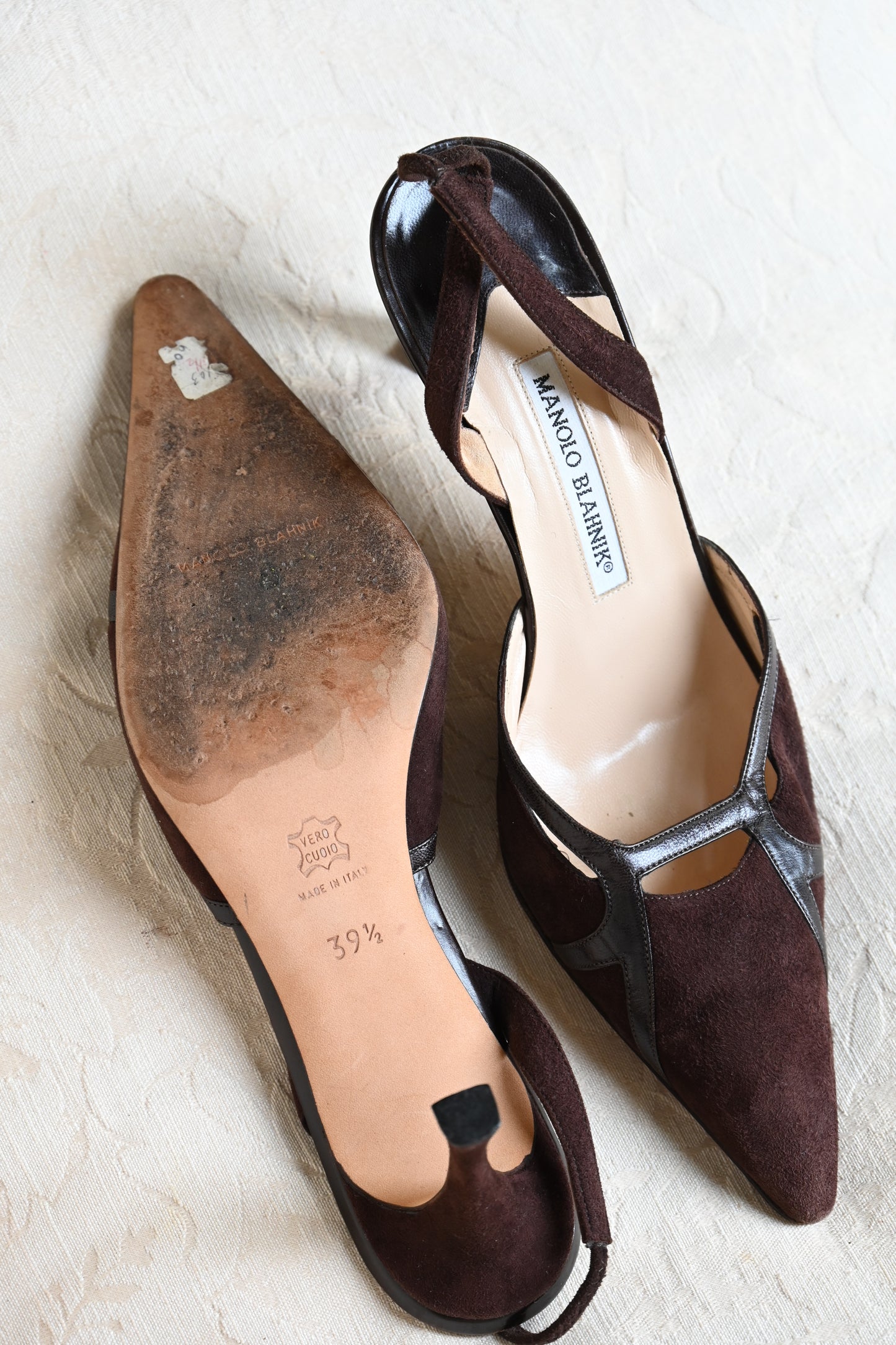 Manolo Blahnik Suede Slingback Heels