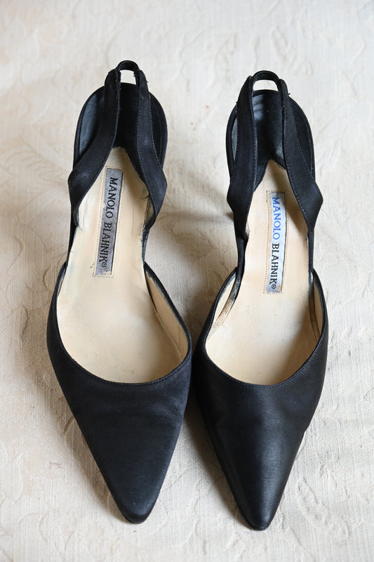 Manolo Blahnik Satin Slingback Heels