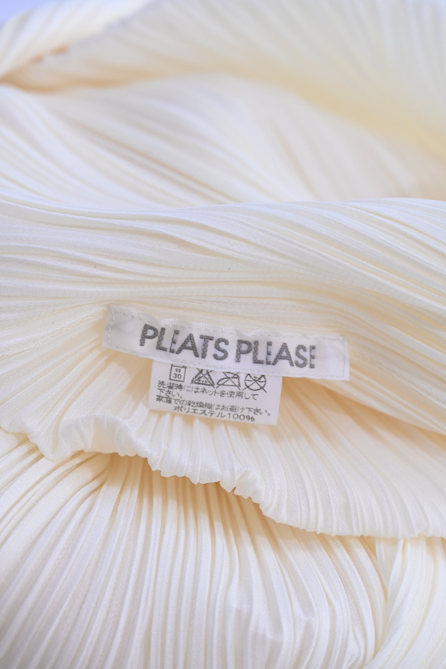 Pleats Please Issey Miyake Pale Yellow Pleated Long Sleeve Button Front Top