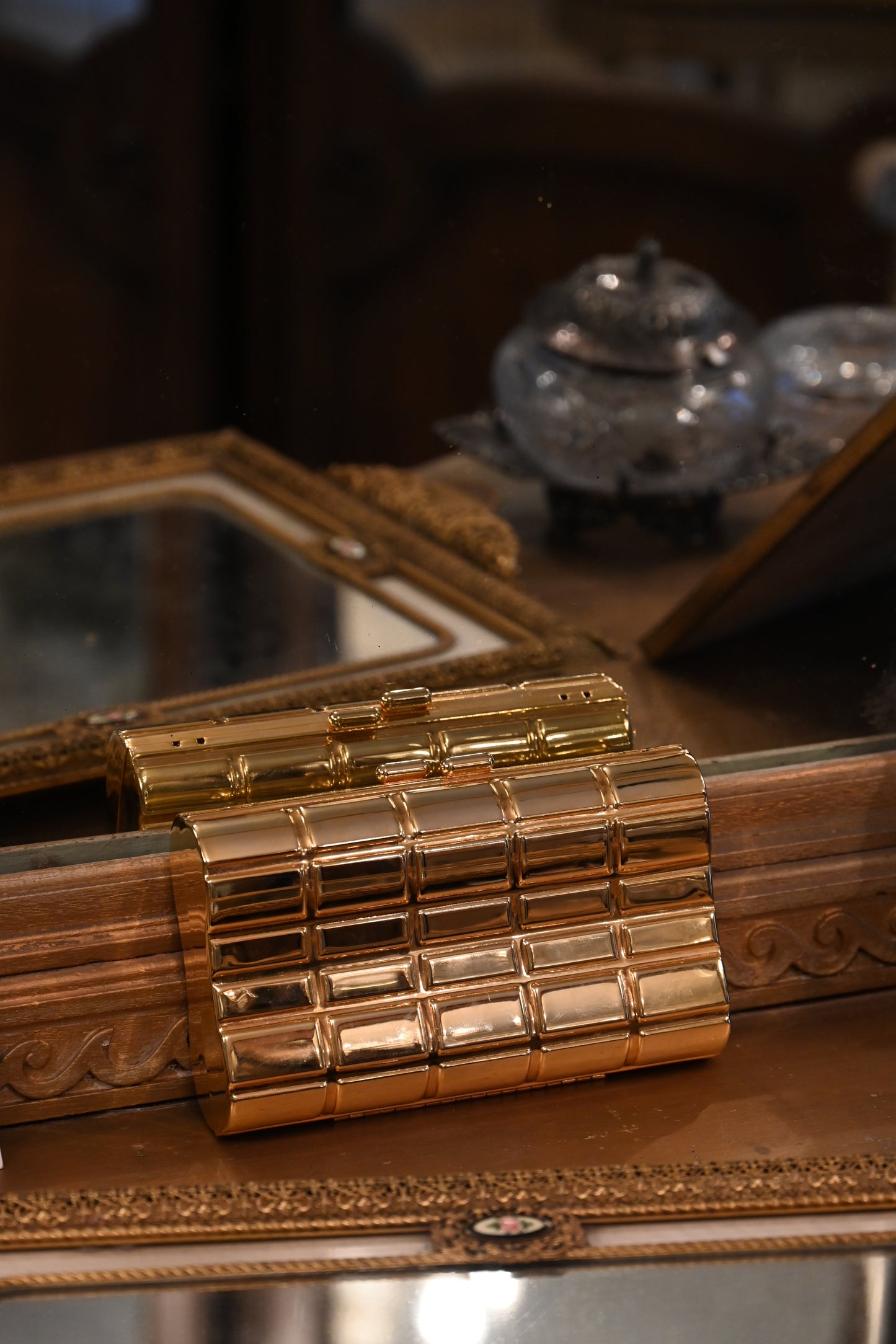 Vintage Gold Minaudière Evening Clutch