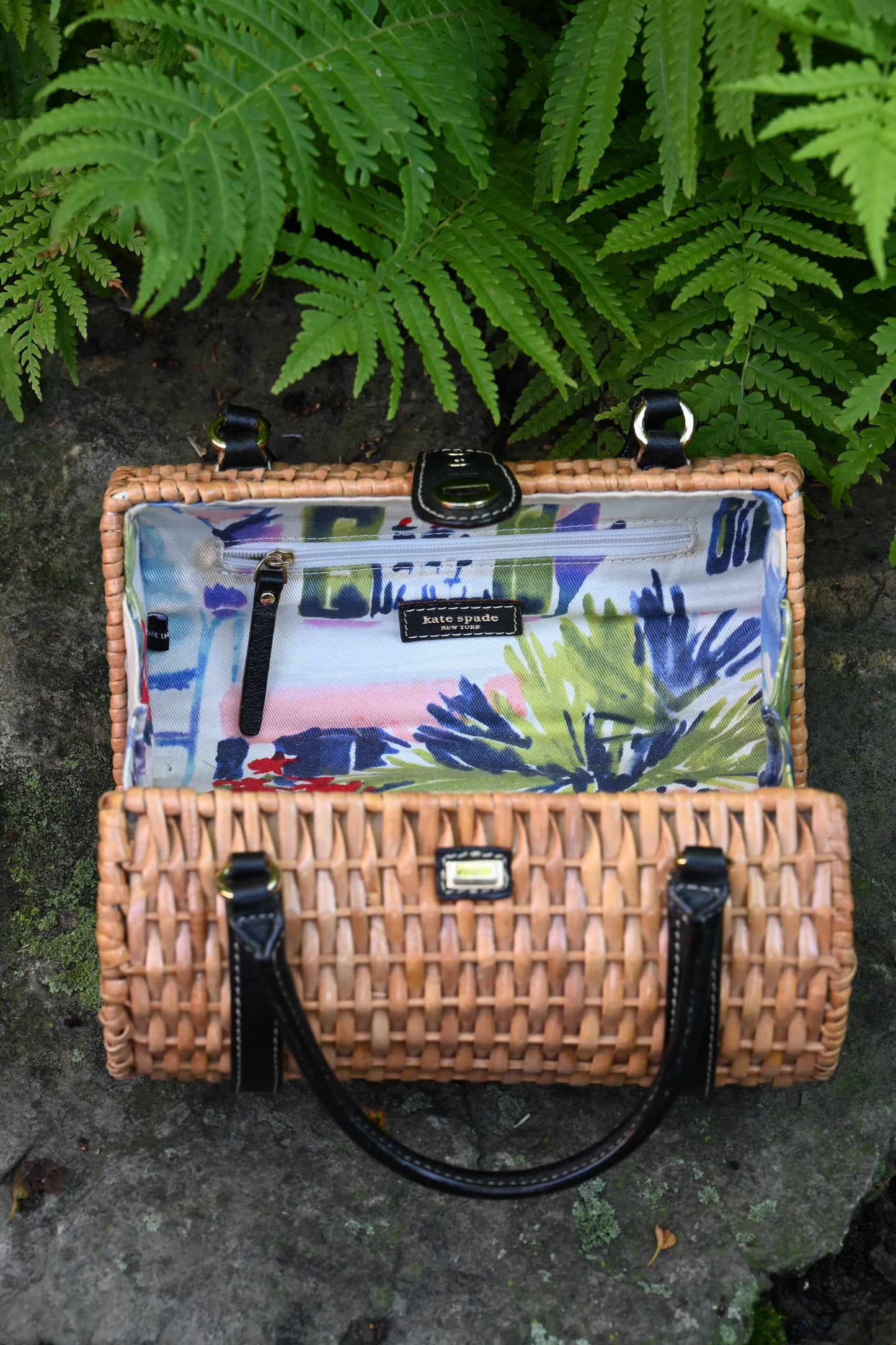 Rare Vintage Kate Spade Wicker Top Handle Bag