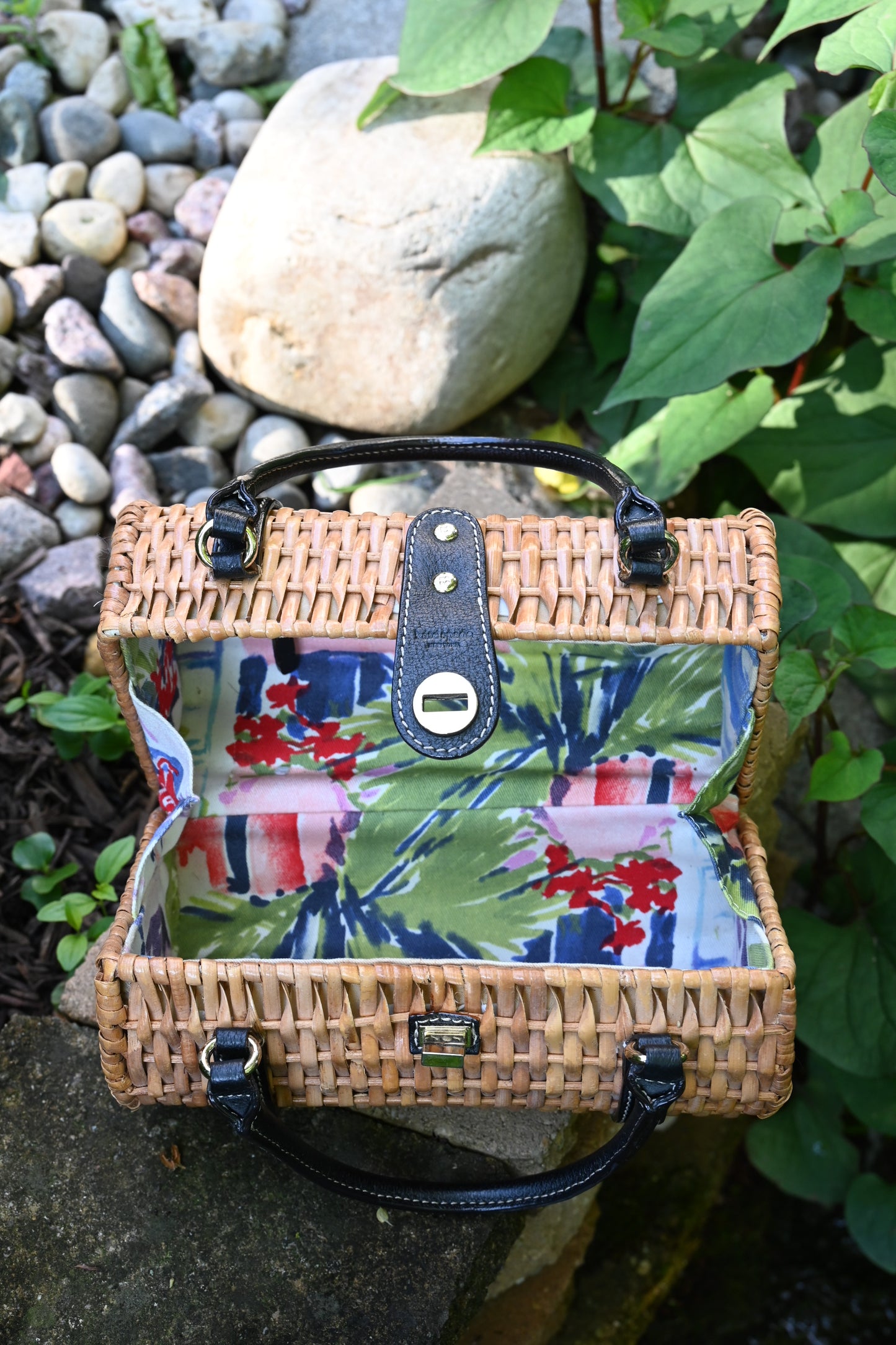 Rare Vintage Kate Spade Wicker Top Handle Bag