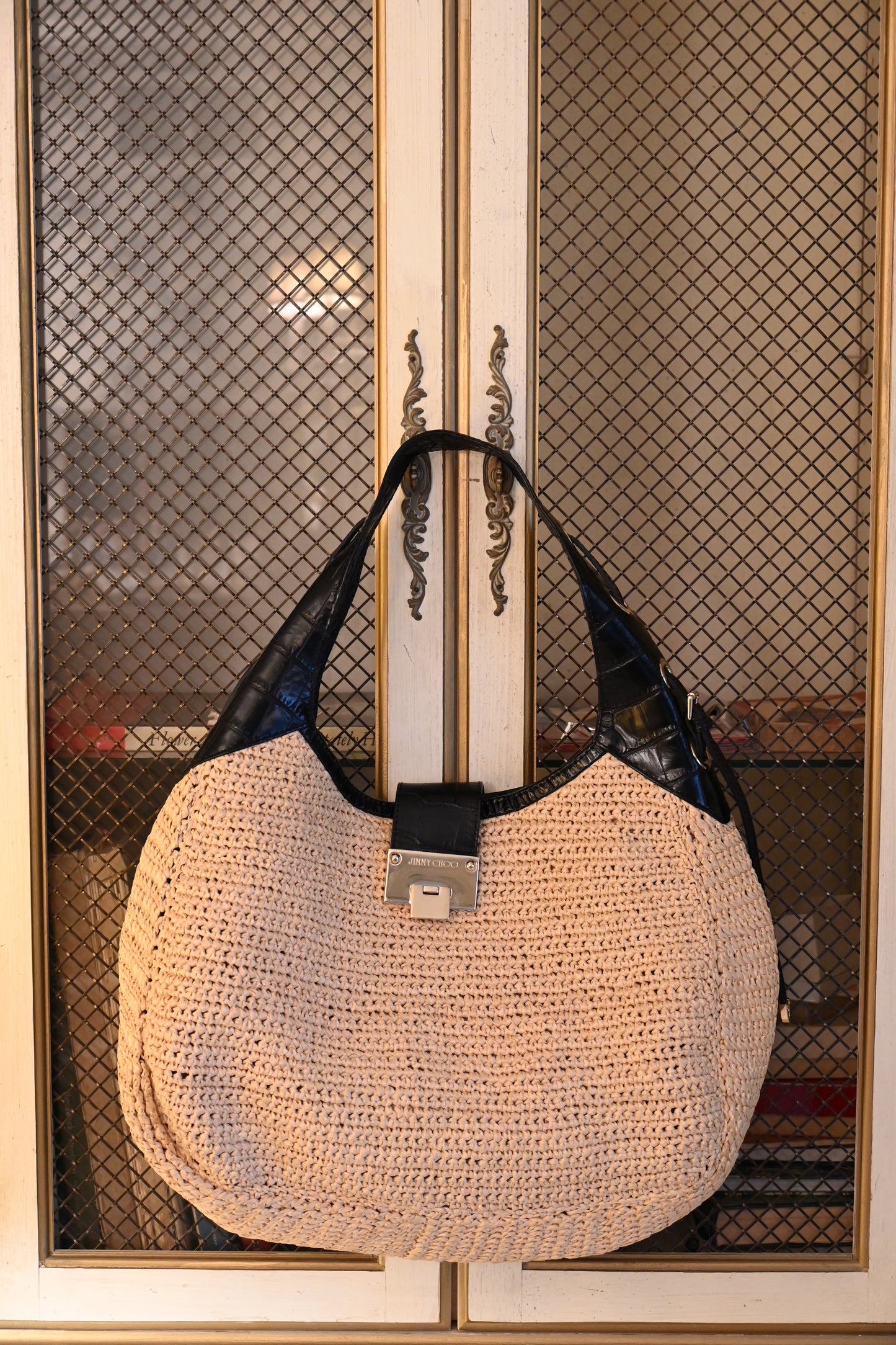 Jimmy Choo Raffia Hobo Shoulder Bag