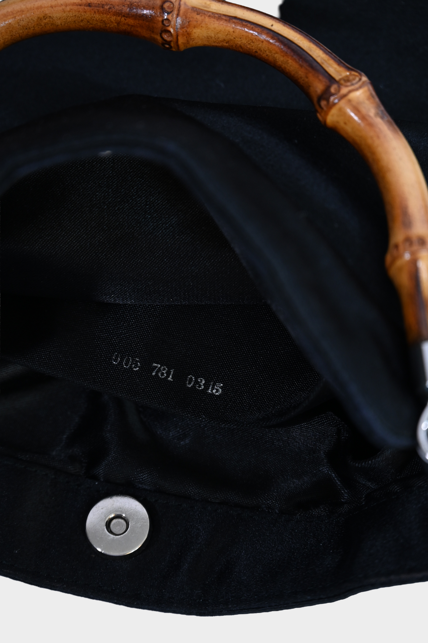 Gucci Black Satin Bamboo Handle Shoulder Bag with Removable Crossbody Strap