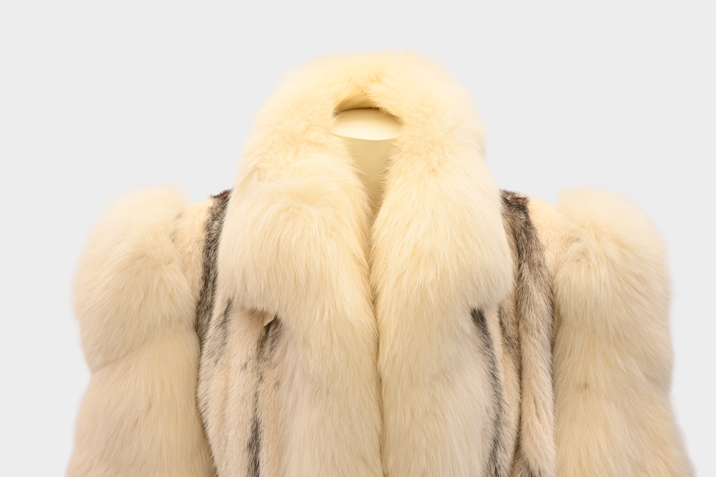 Ivory Cross Mink Coat with Fox Swirl Sleeves