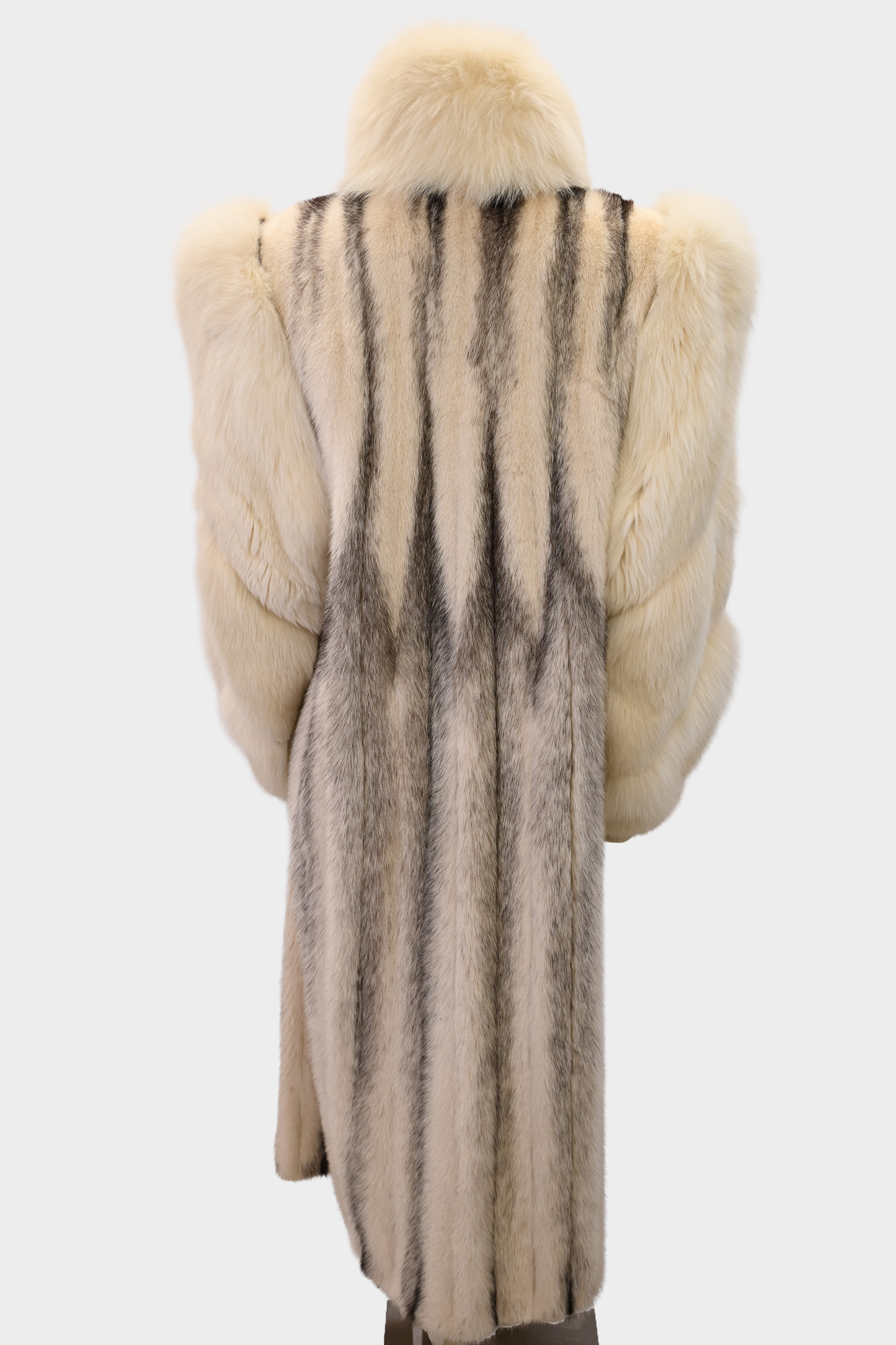 Ivory Cross Mink Coat with Fox Swirl Sleeves
