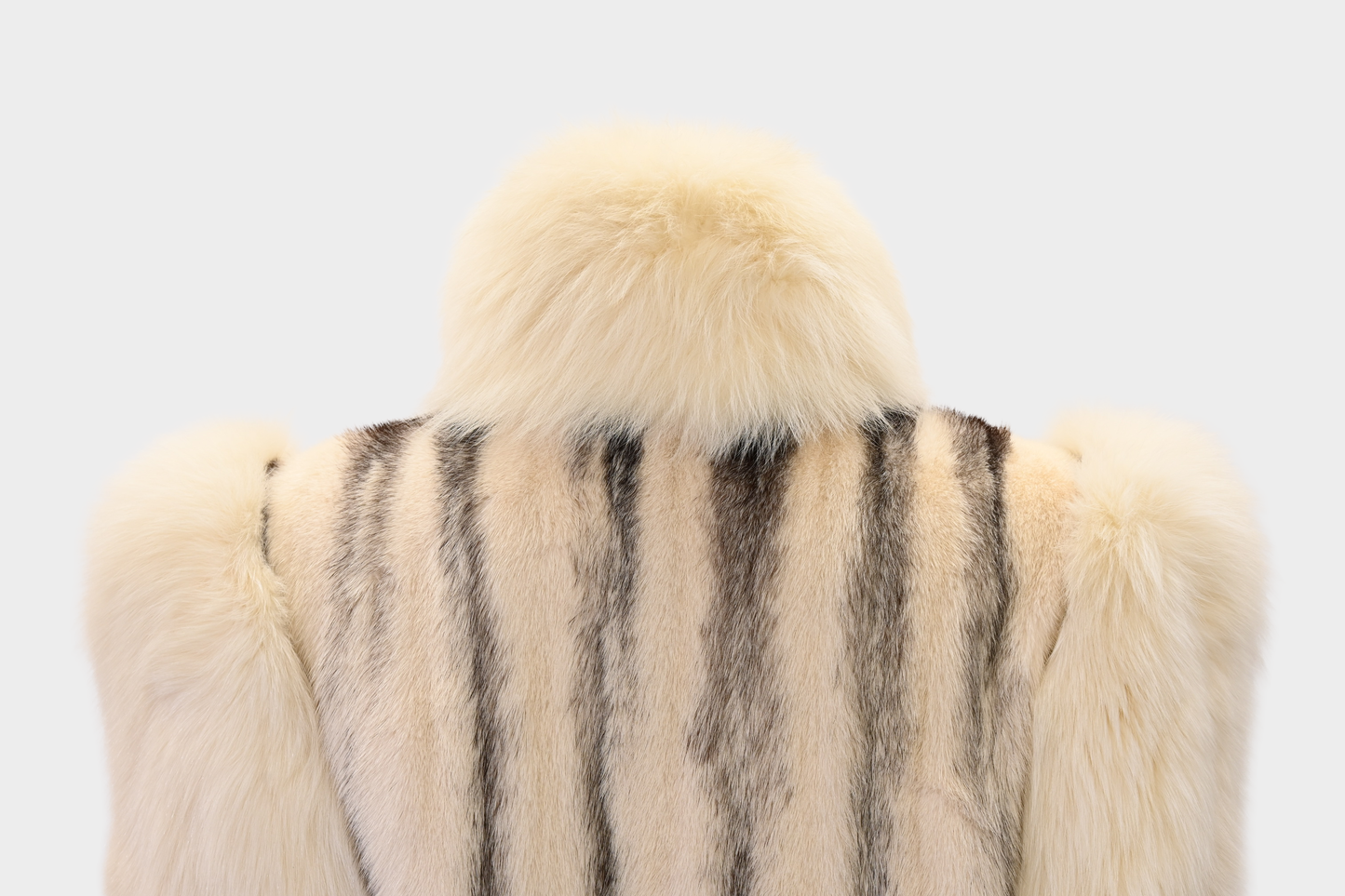 Ivory Cross Mink Coat with Fox Swirl Sleeves