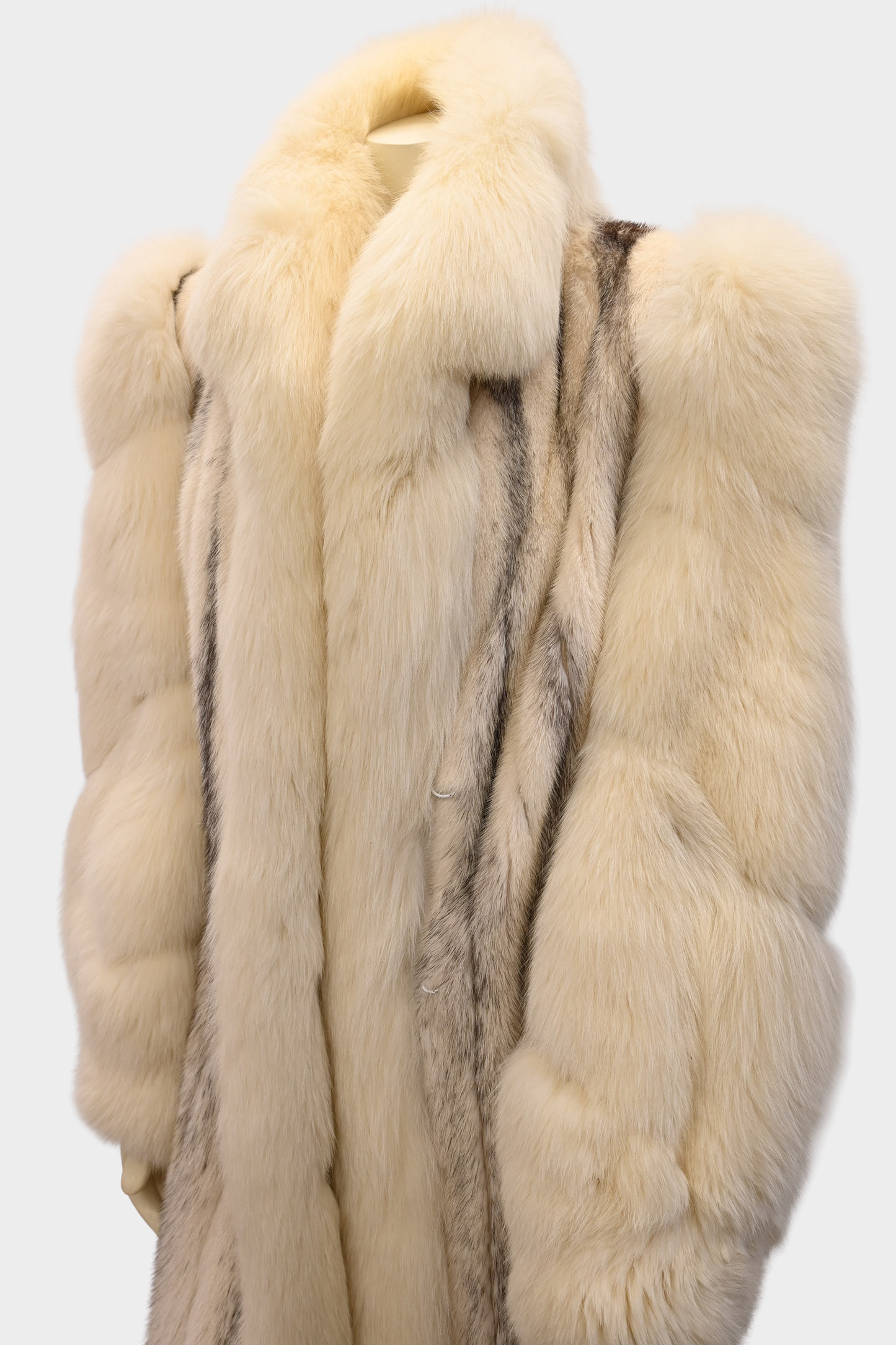 Ivory Cross Mink Coat with Fox Swirl Sleeves
