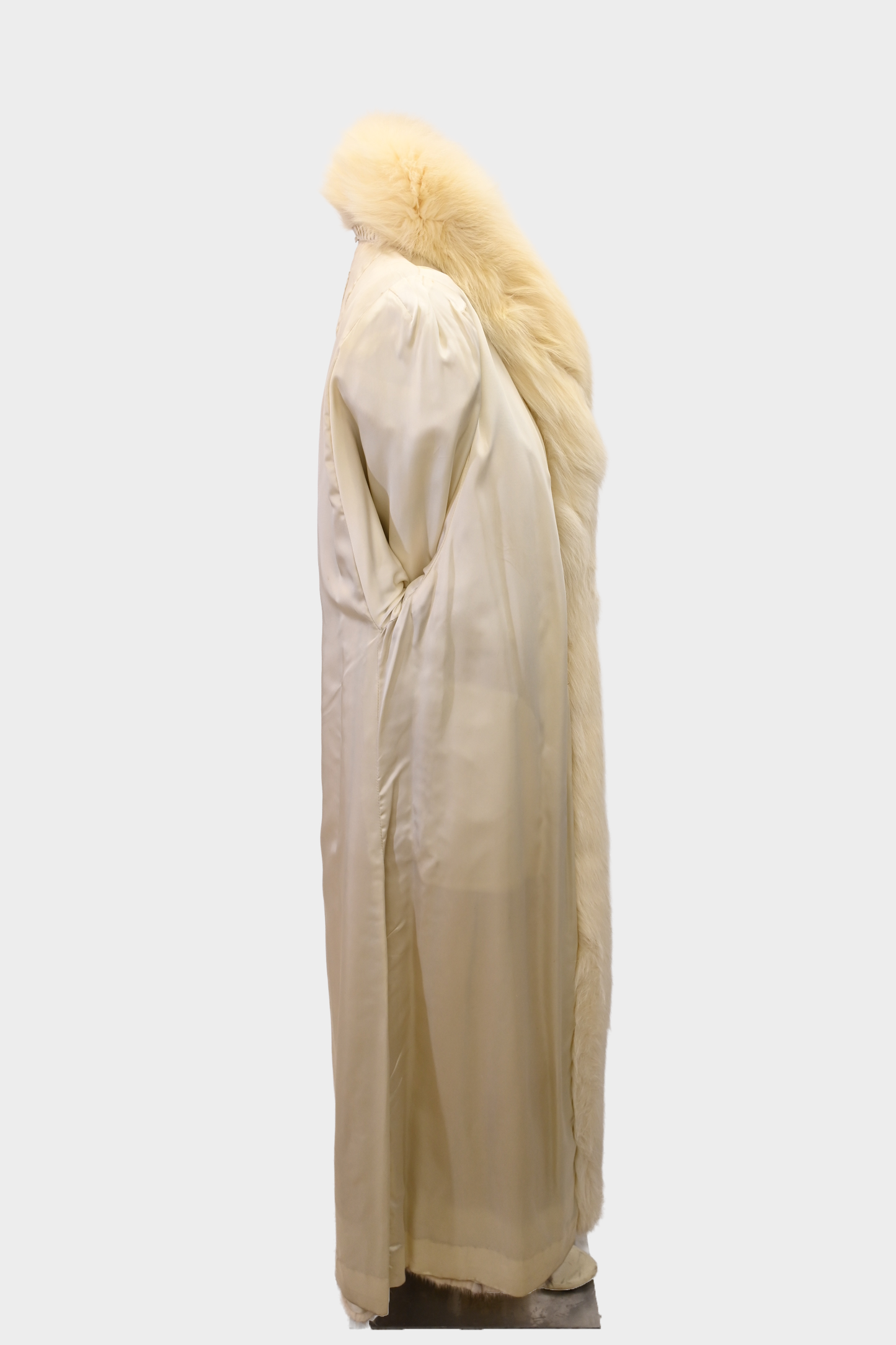 Ivory Cross Mink Coat with Fox Swirl Sleeves