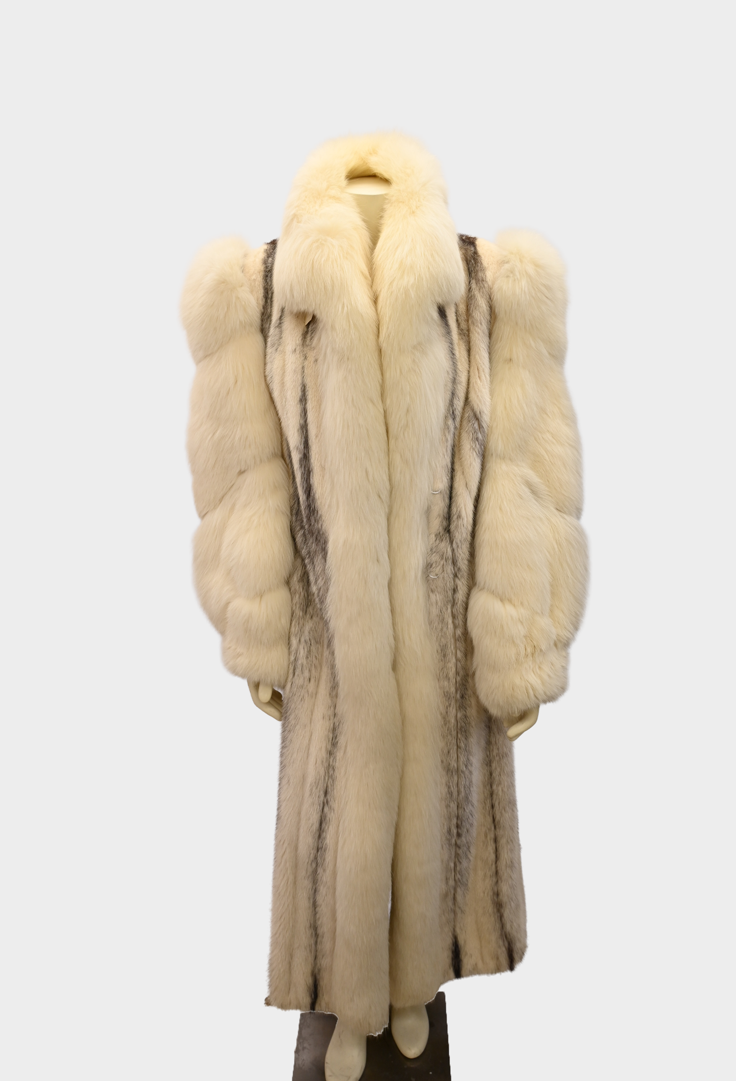 Ivory Cross Mink Coat with Fox Swirl Sleeves