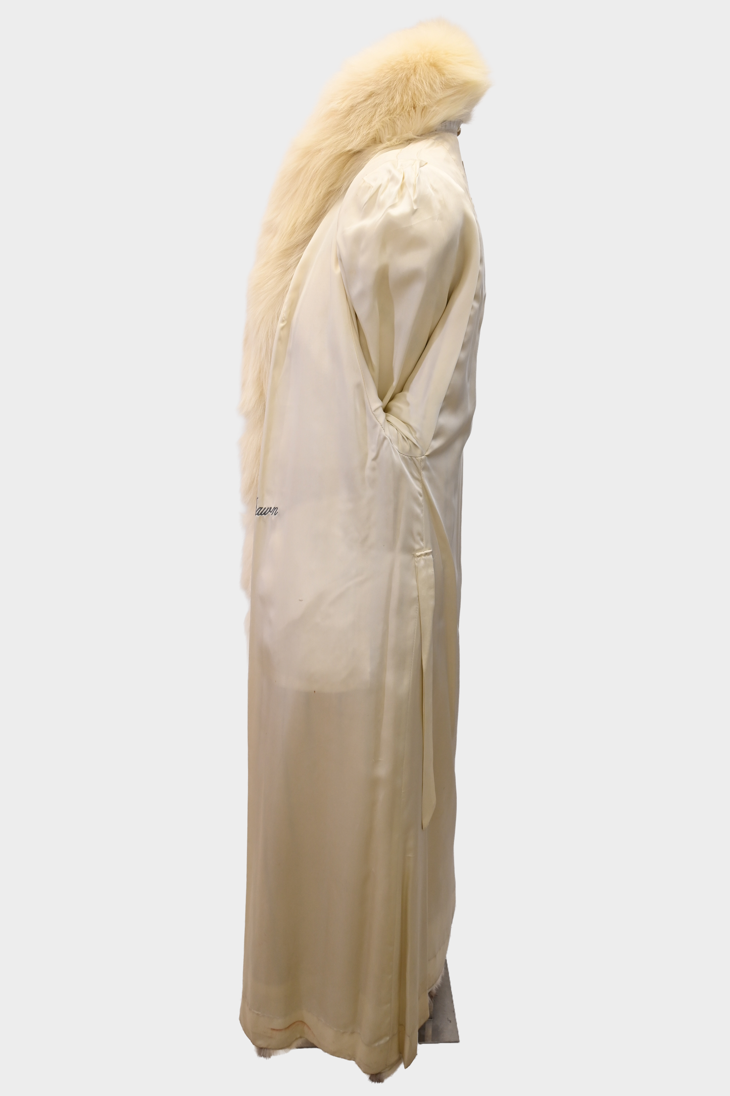 Ivory Cross Mink Coat with Fox Swirl Sleeves