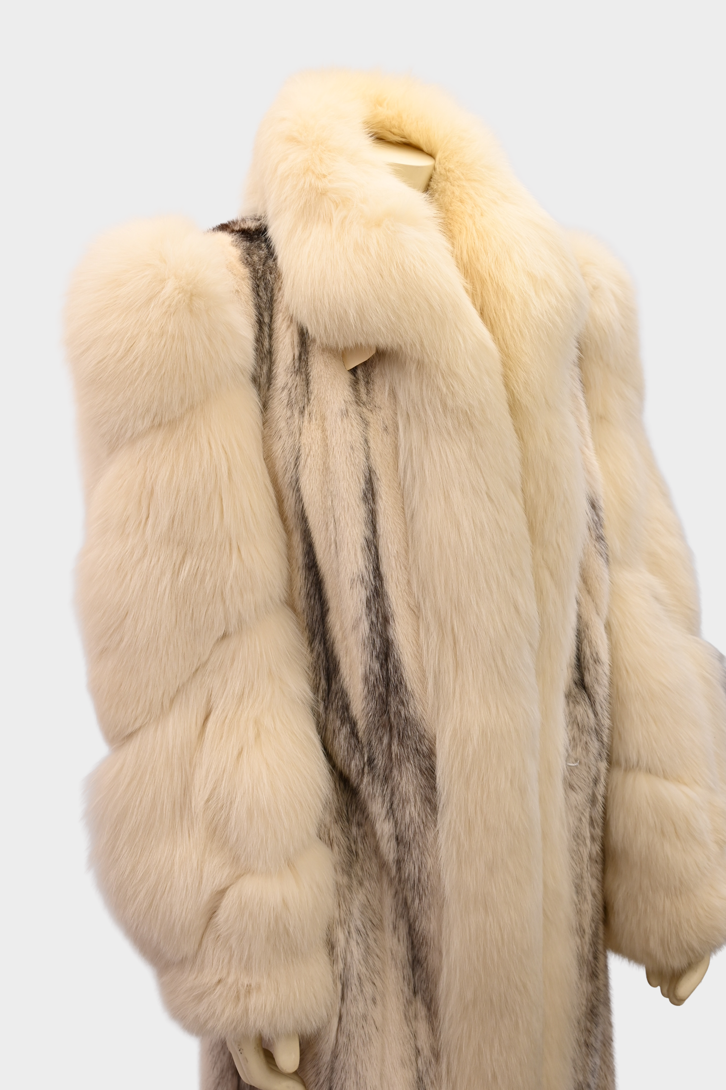 Ivory Cross Mink Coat with Fox Swirl Sleeves
