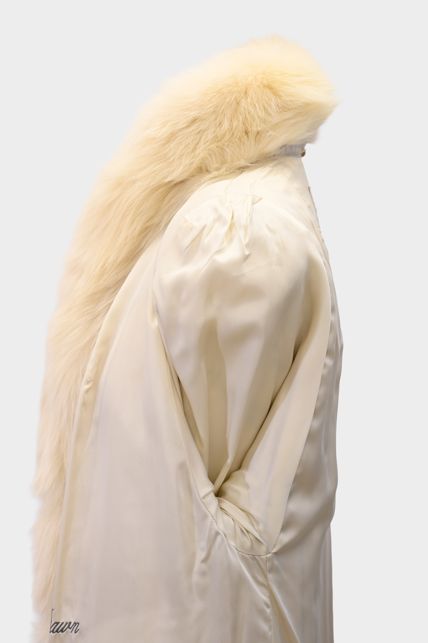 Ivory Cross Mink Coat with Fox Swirl Sleeves