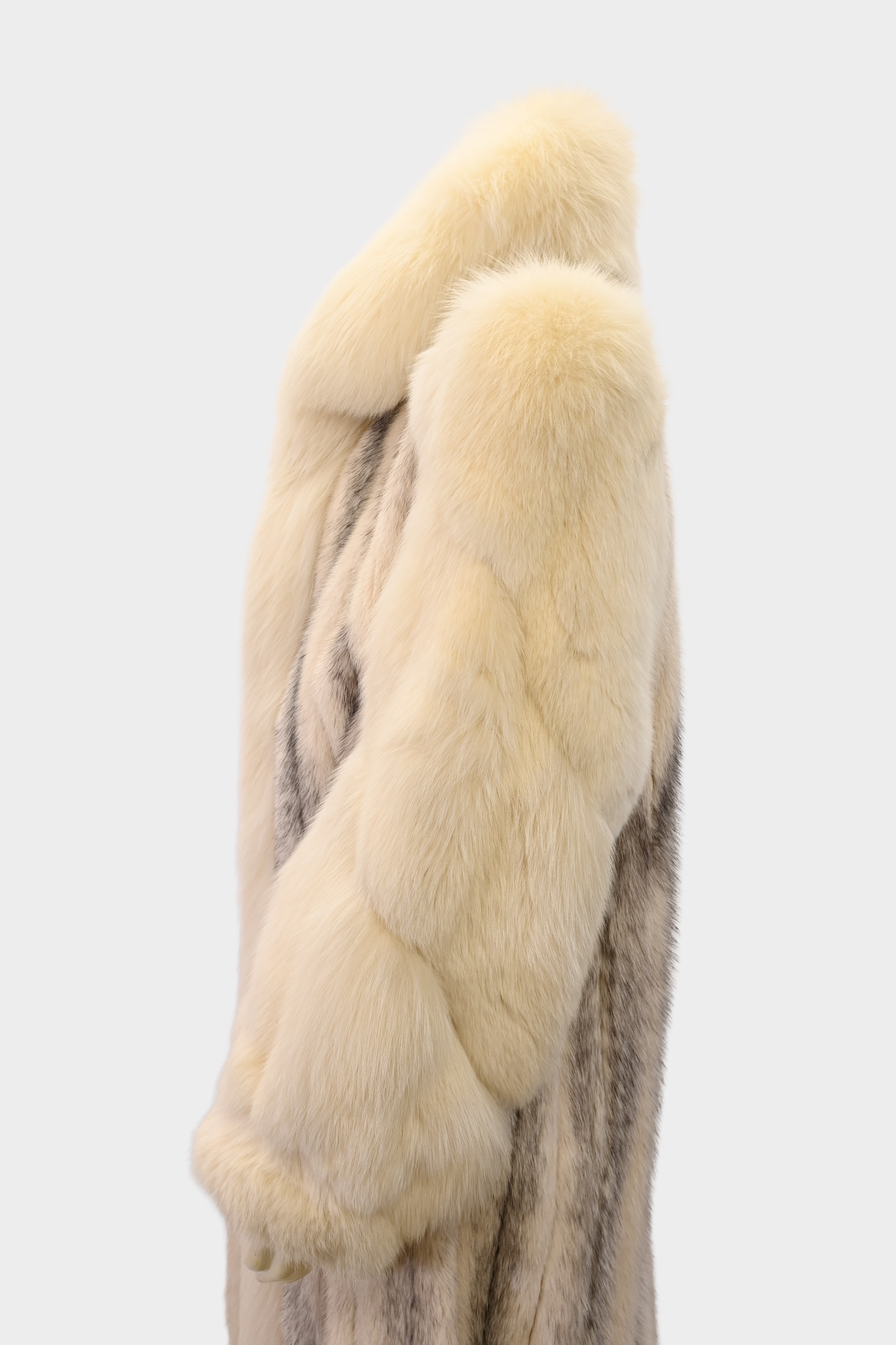 Ivory Cross Mink Coat with Fox Swirl Sleeves