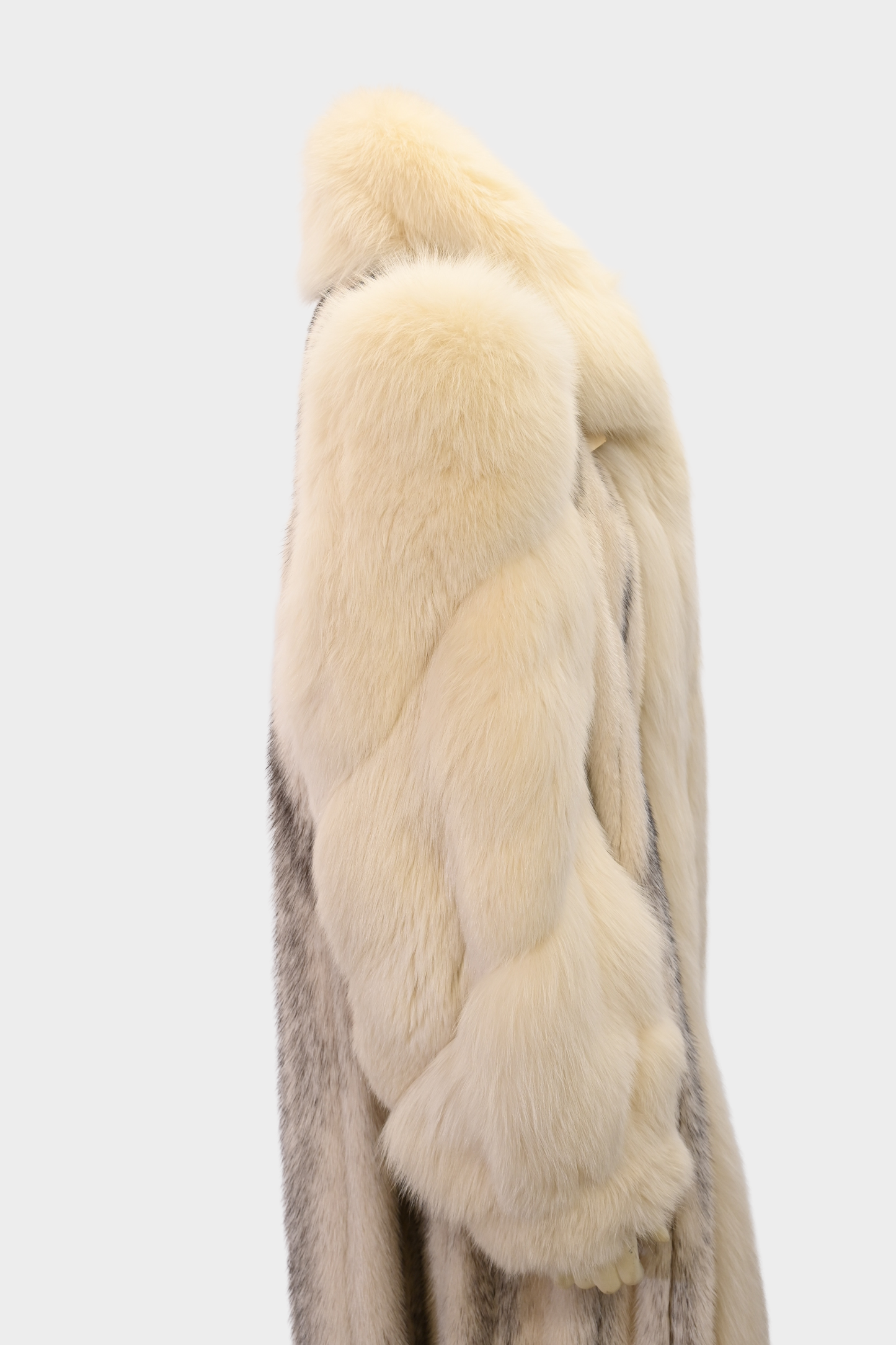 Ivory Cross Mink Coat with Fox Swirl Sleeves