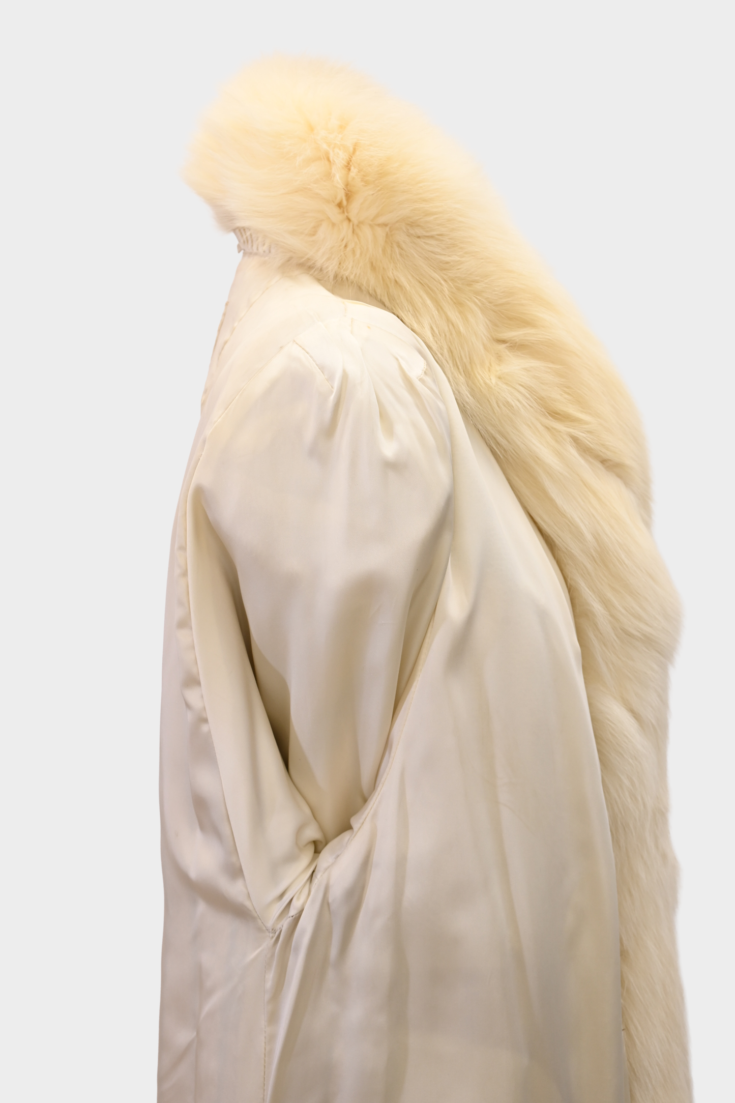Ivory Cross Mink Coat with Fox Swirl Sleeves