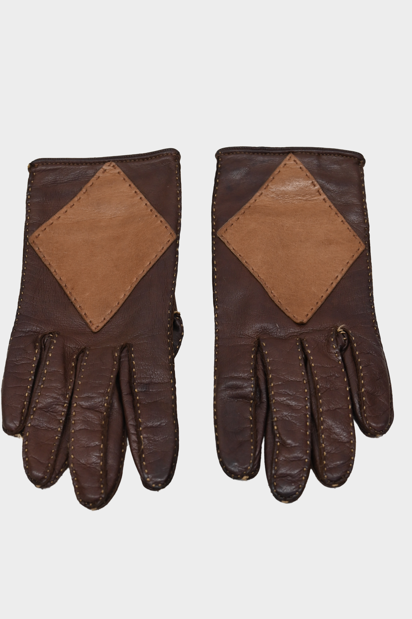Genuine Leather Two-Tone Leather Gloves