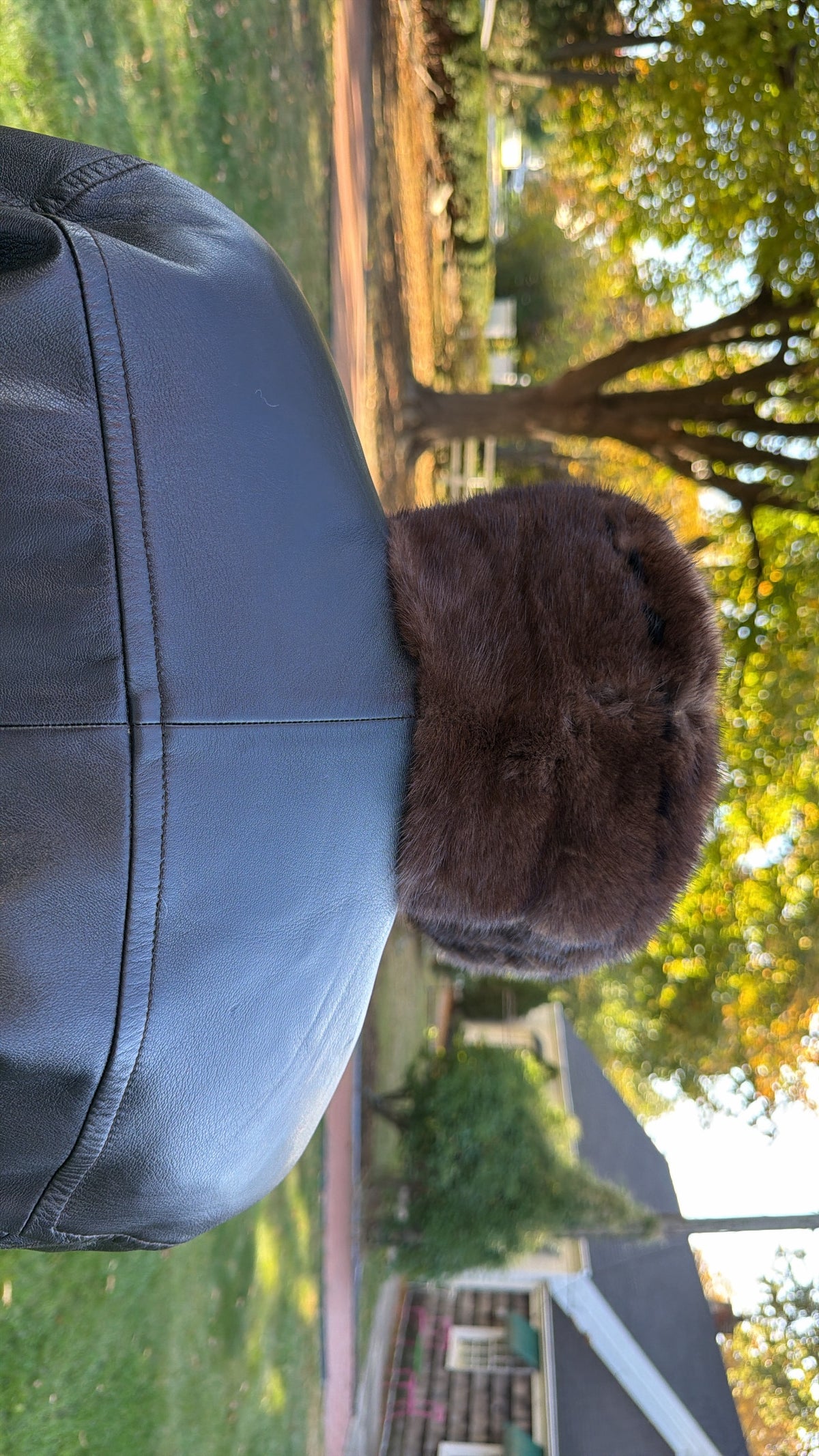 Neiman Marcus Mink Fur & Leather Whipstitch Reversible Jacket