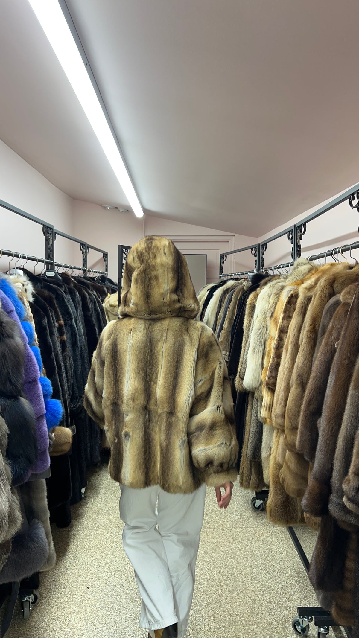 Vintage Fur Jacket with Detachable Hood