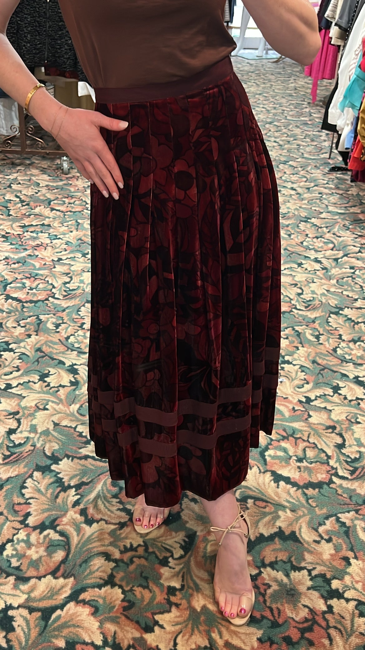 Marc Jacobs Burgundy Velvet Midi Skirt NWT