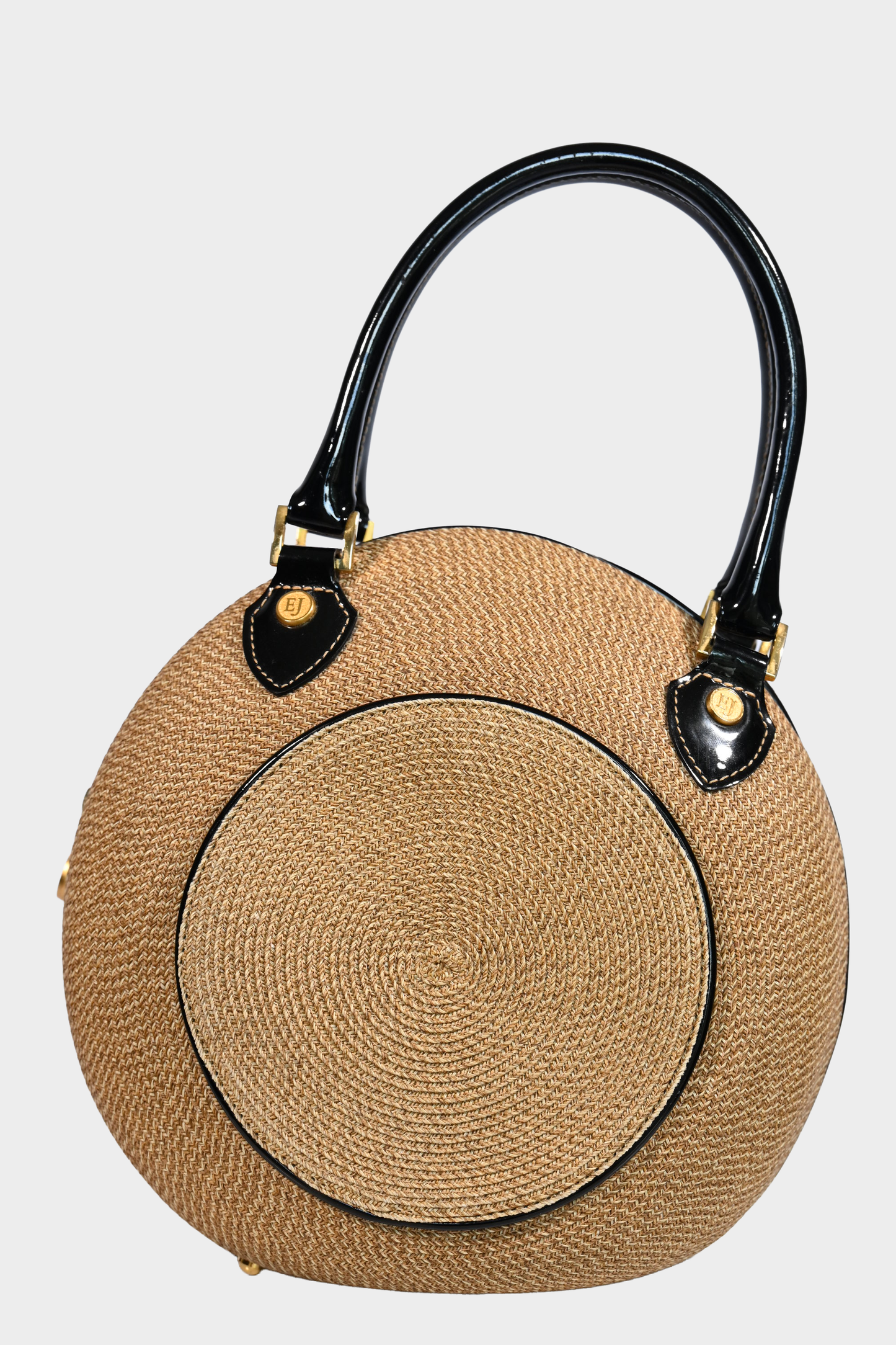 Eric Javits Woven Handbag with Patent Leather Trim