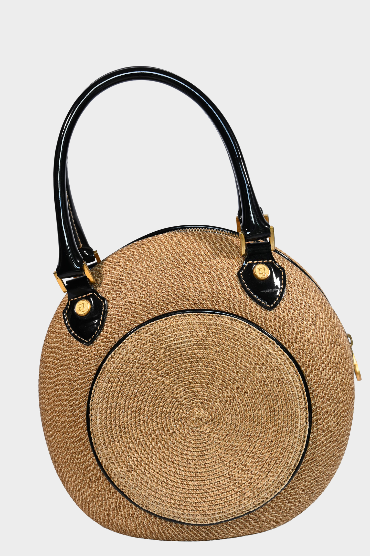 Eric Javits Woven Handbag with Patent Leather Trim
