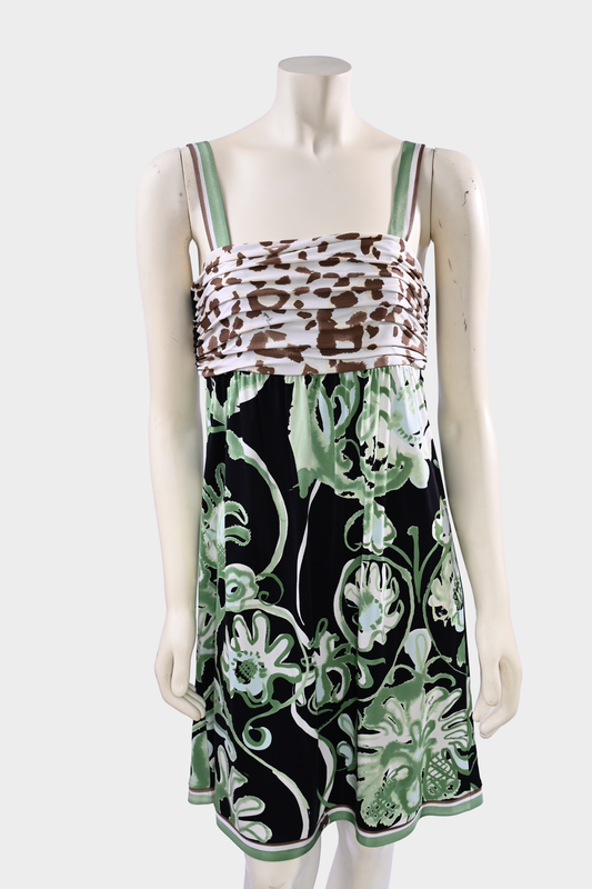 Emilio Pucci Leopard Floral Silk Dress