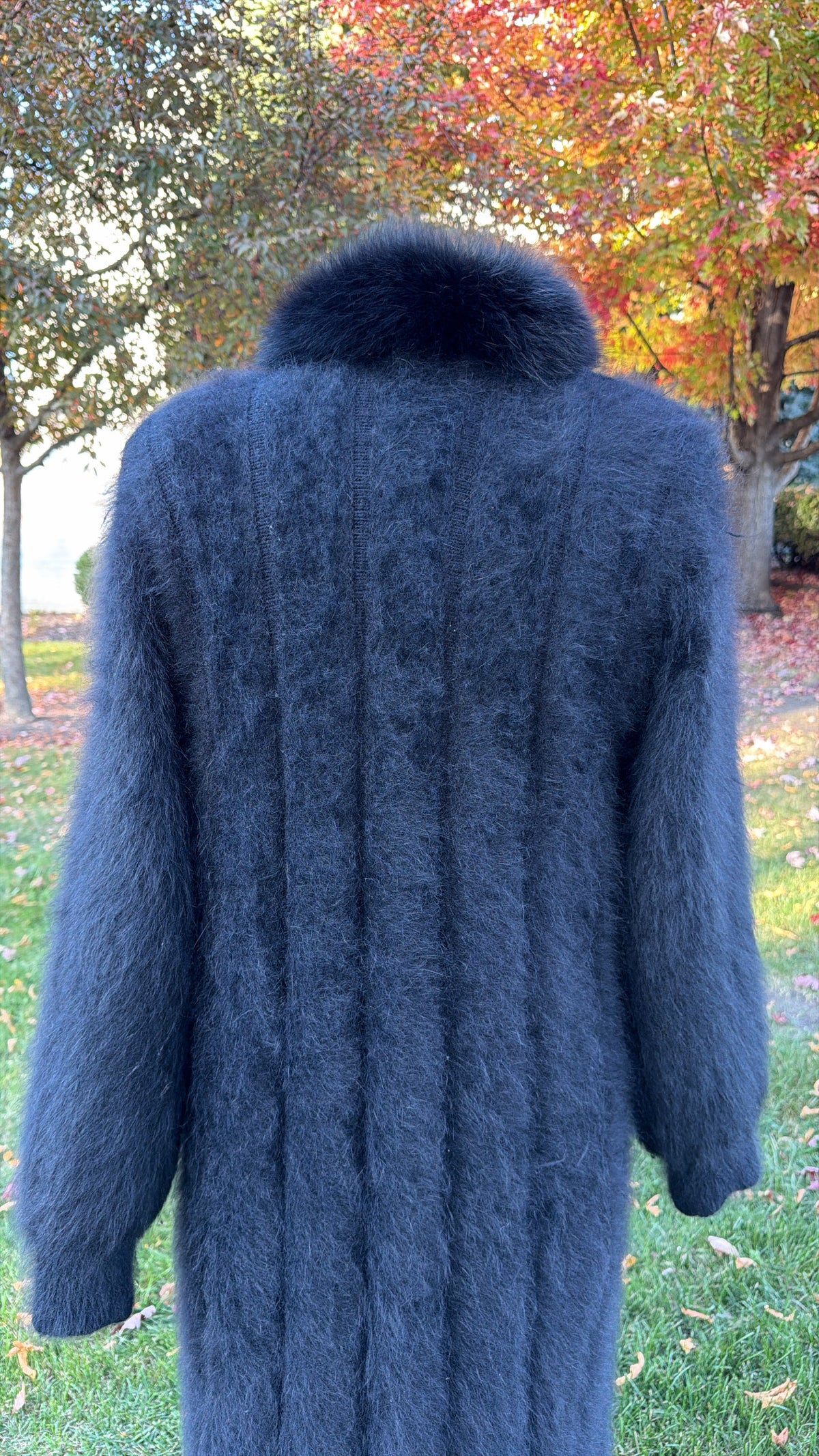 Vintage Angora Coat with Fox Trim